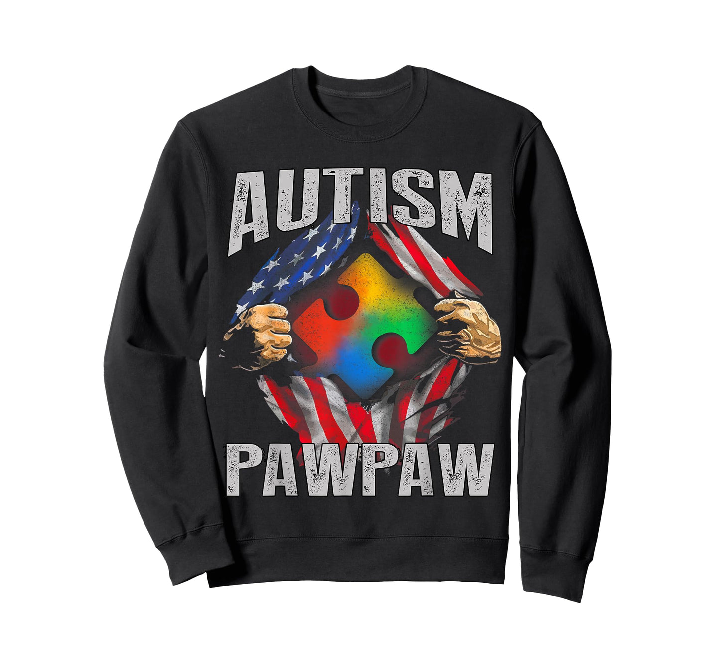 Autism Pawpaw American Flag Autism Awareness T-Shirt T-Shirt