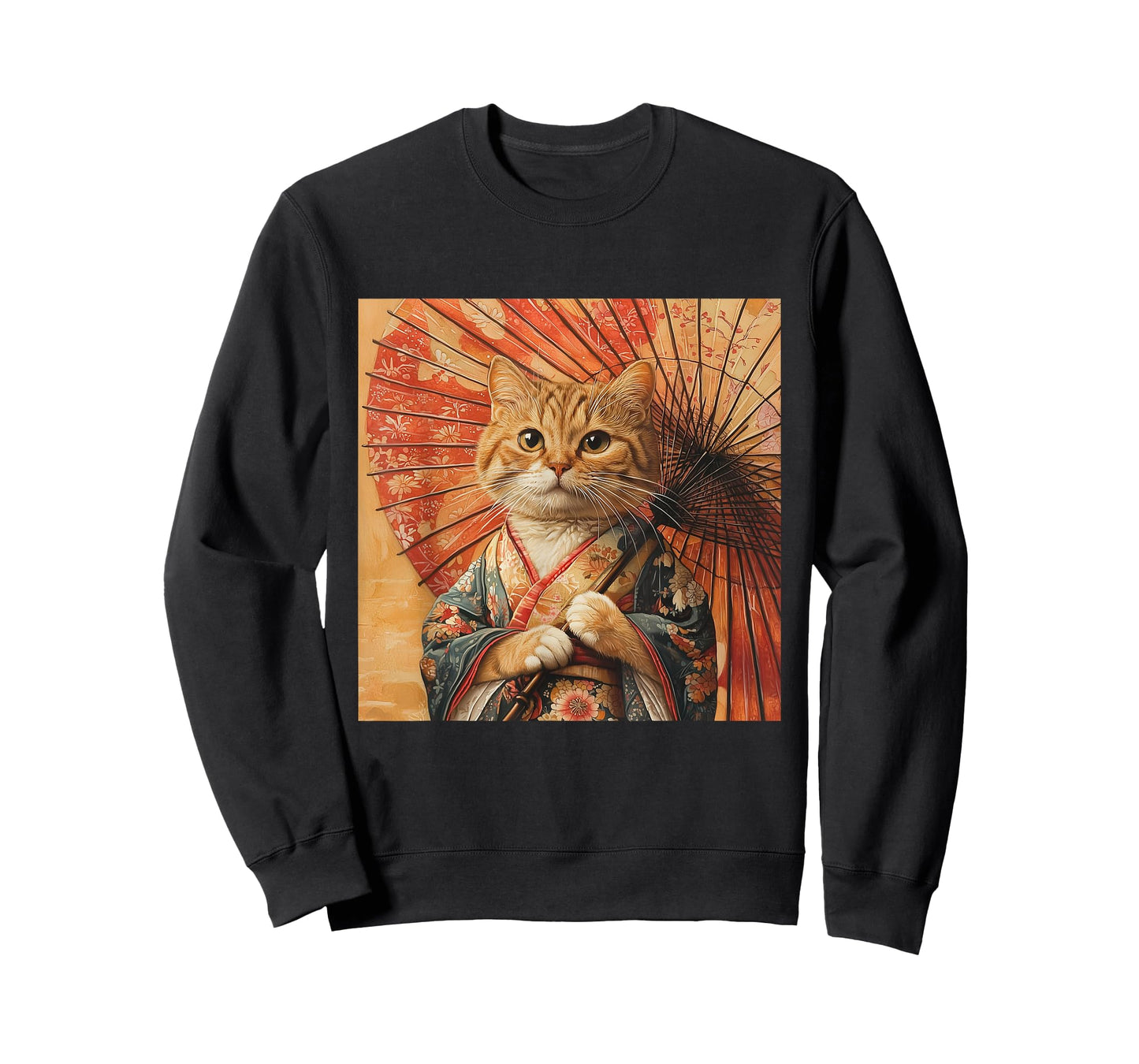 Cat Kimono Umbrella Japan Japanese Kawaii Funny Graphic Men Women Girls Kids T-Shirt