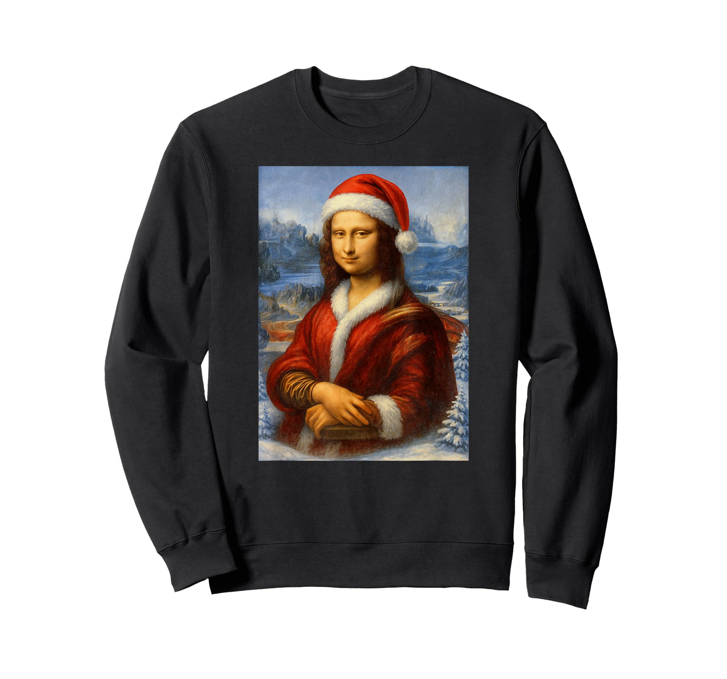 Mona Lisa with Santa Hat for Art Teacher Mona Lisa Christmas T-Shirt