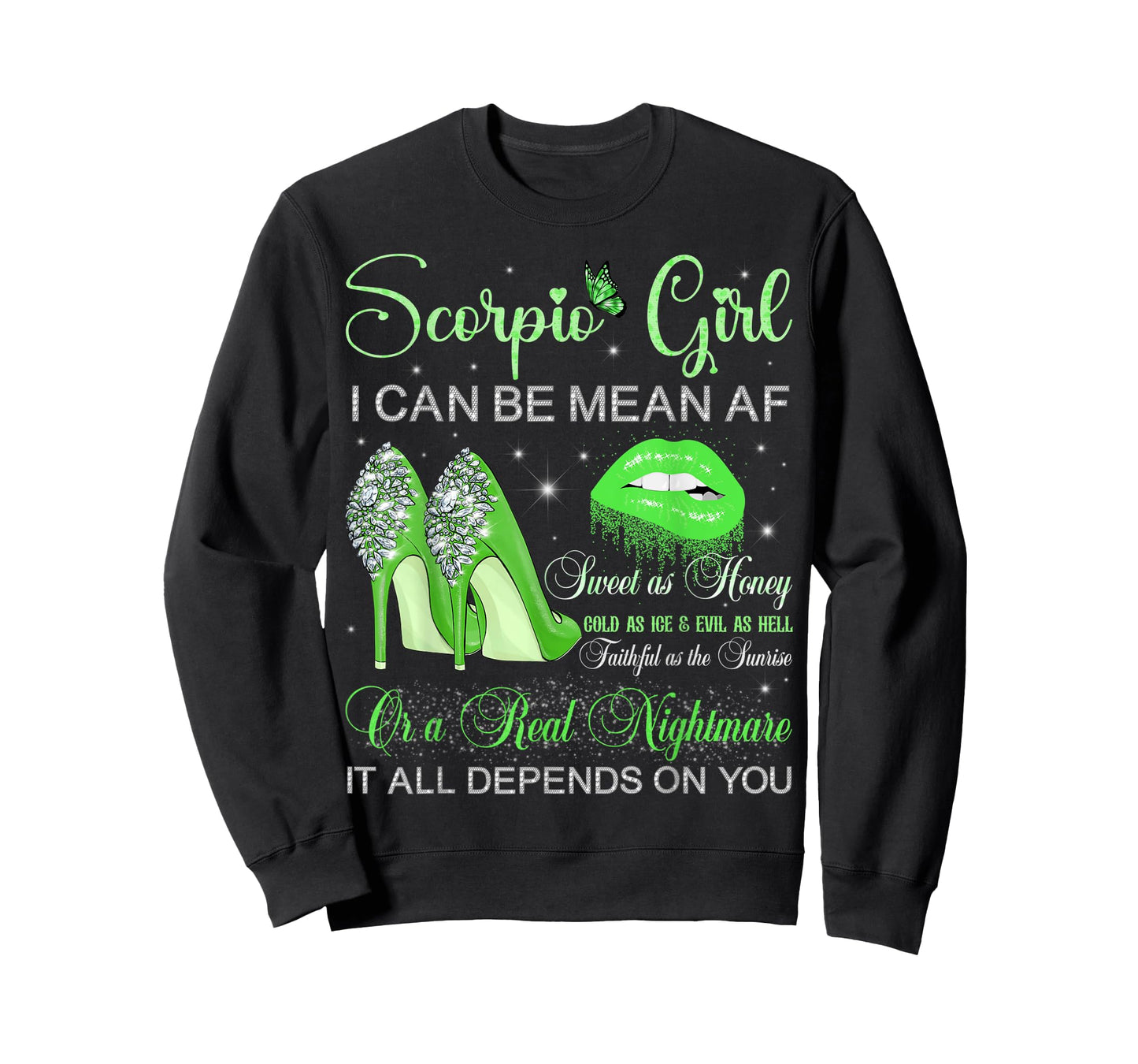 Scorpio Girl Birthday High Heels Dripping Lips Butterfly T-Shirt