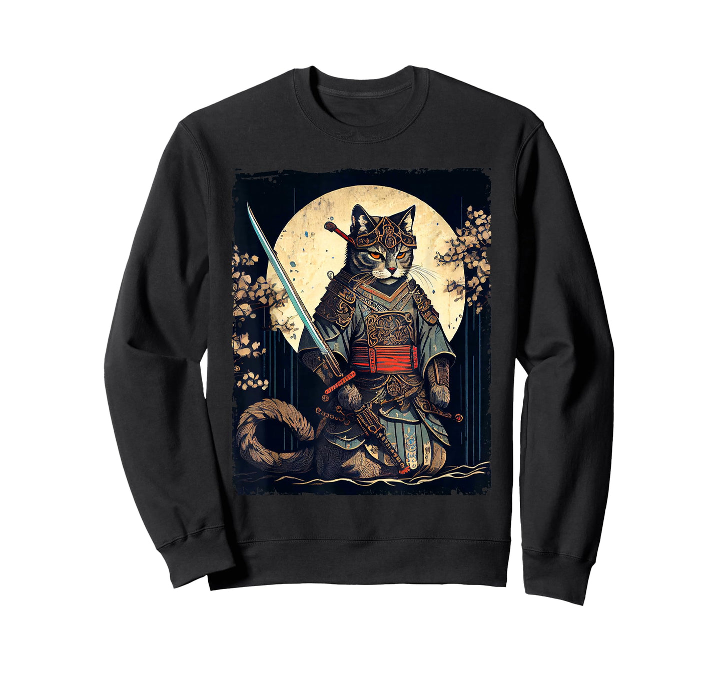 Vintage Samurai cat tee Japanese Ninja Art Aesthetic T-Shirt