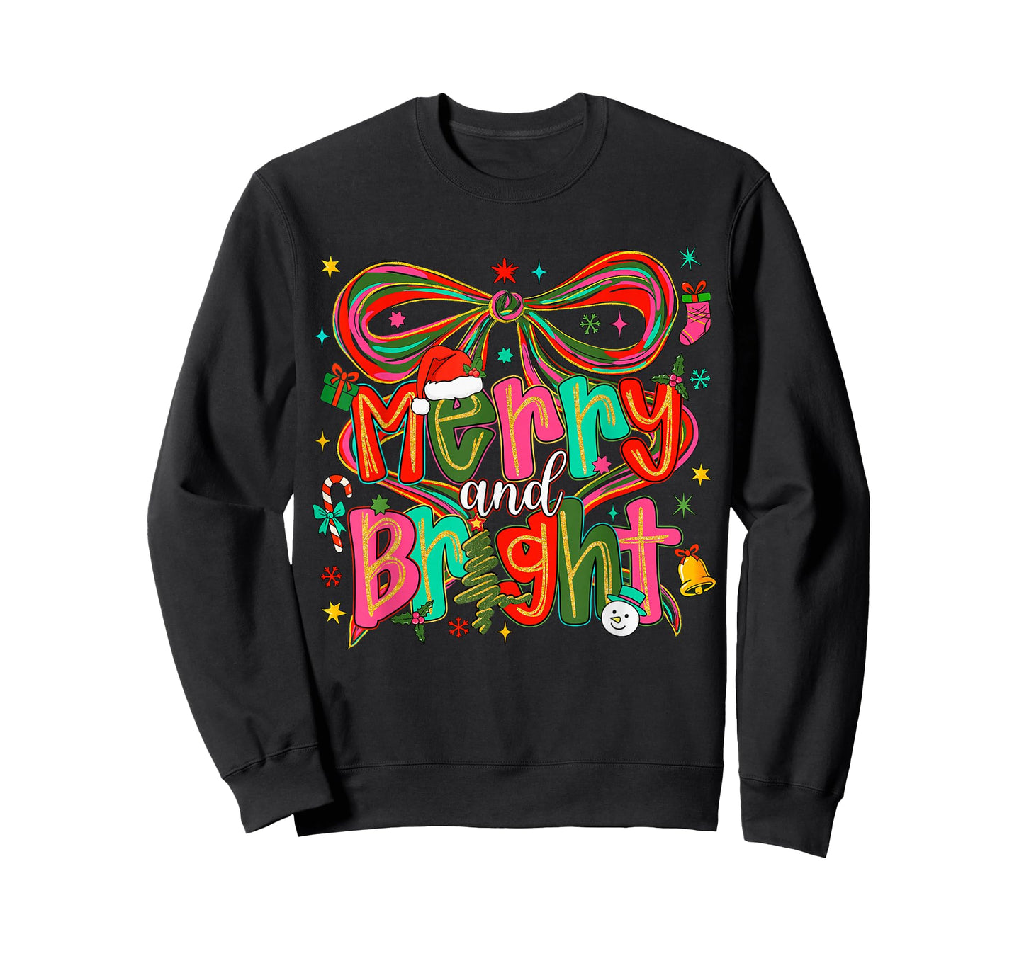 Preppy Merry and Bright Coquette Bow Pink Christmas Tree T-Shirt