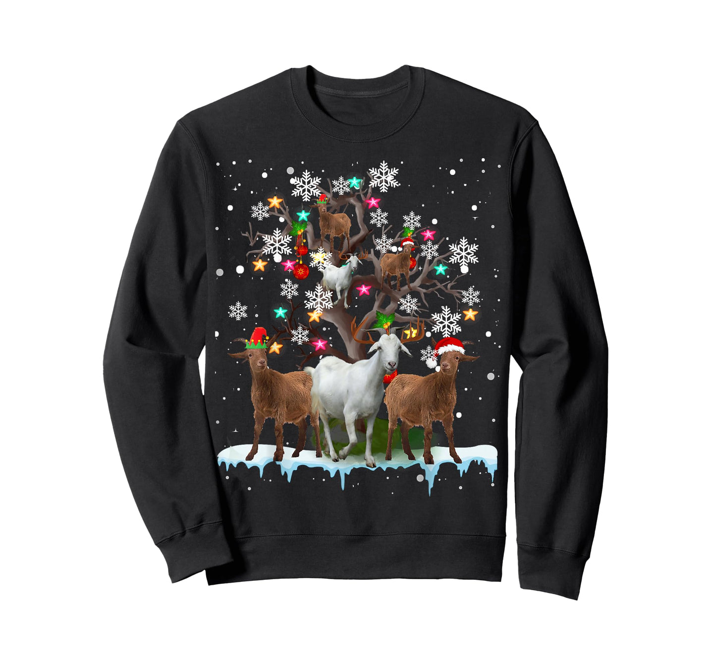 Christmas Goat On Tree Funny Santa Goat Lover Farmer T-Shirt