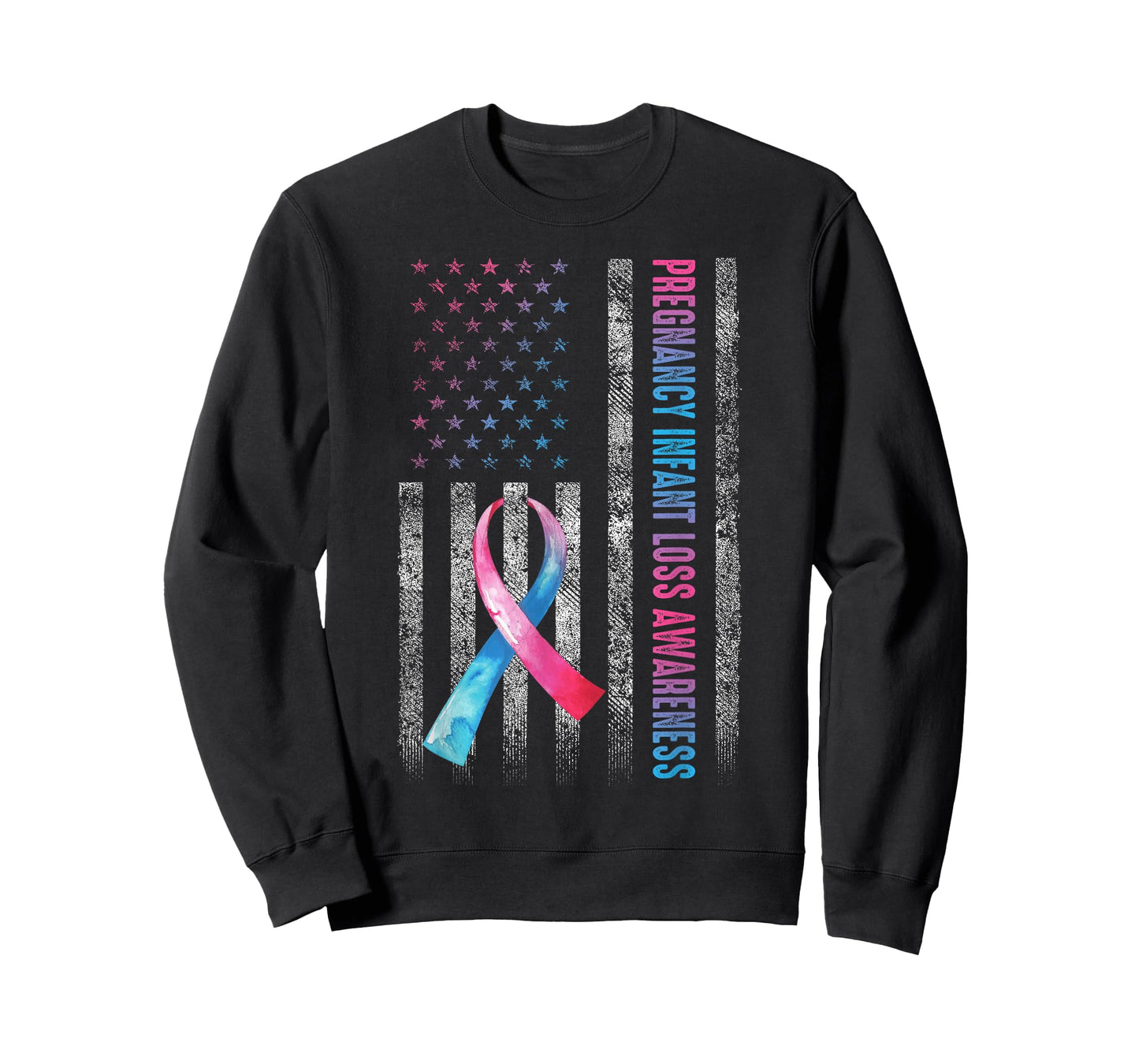 American Flag Pink & Blue Pregnancy Infant Loss Awareness T-Shirt
