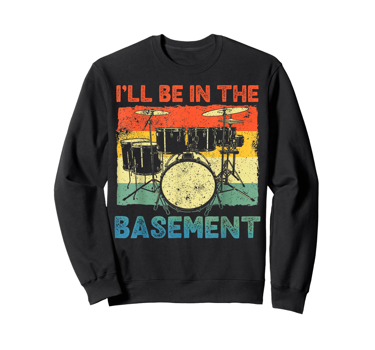 Funny Drumming Basement Drum Set Drummer Rock Dad Grandpa T-Shirt