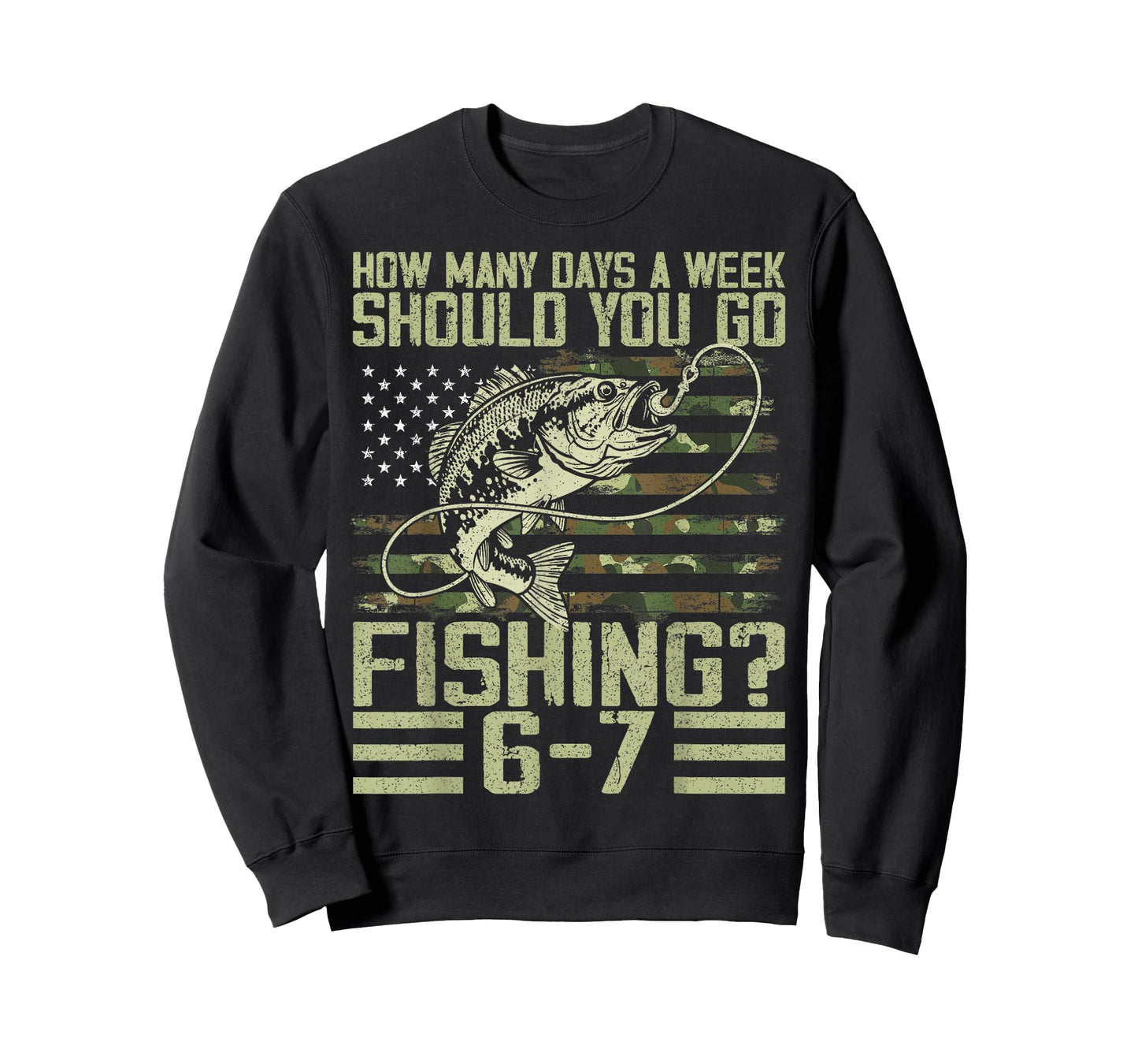 Funny Fishing Boy Teens Kid Camouflage USA Flag Bass Fish 67 T-Shirt