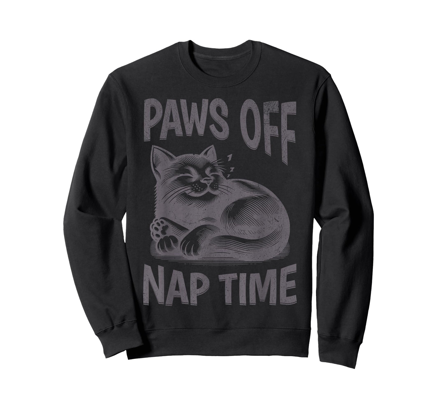Paws Off Nap Time Minimalist Cat Quote Funny Cat Lovers T-Shirt