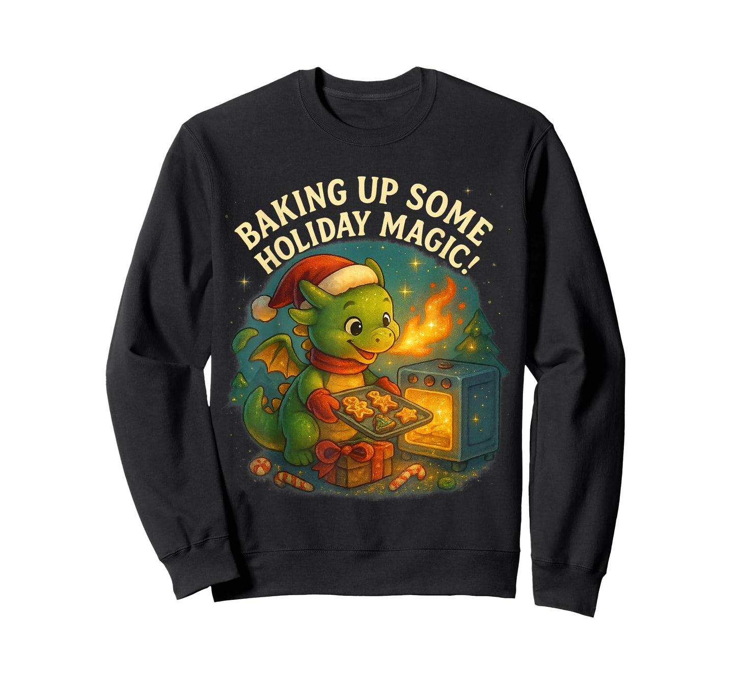 Baking Up Holiday Magic Cute Dragon Design T-Shirt