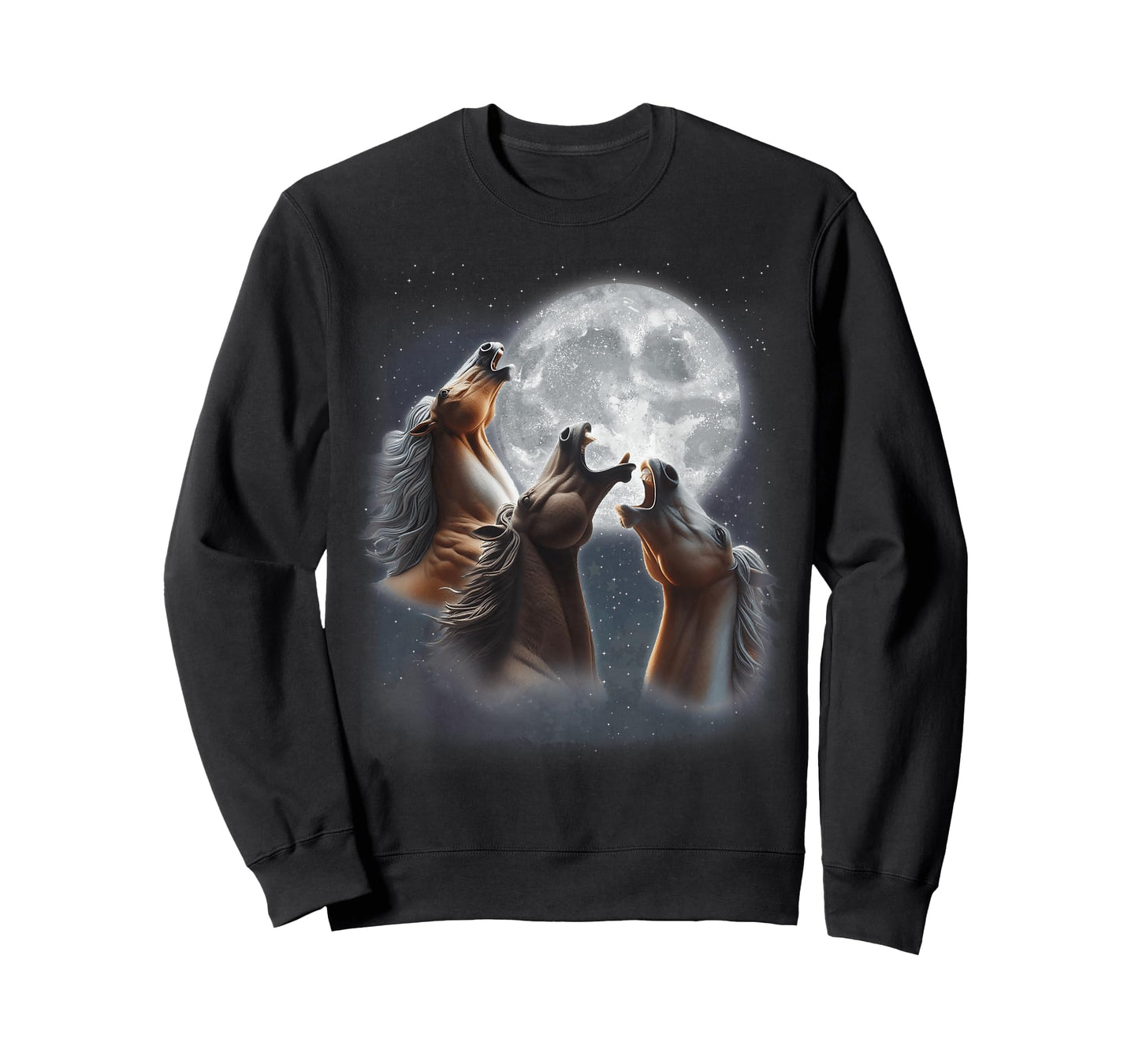 3 Horses Howling At The Moon Funny Horse Lover Equestrian T-Shirt