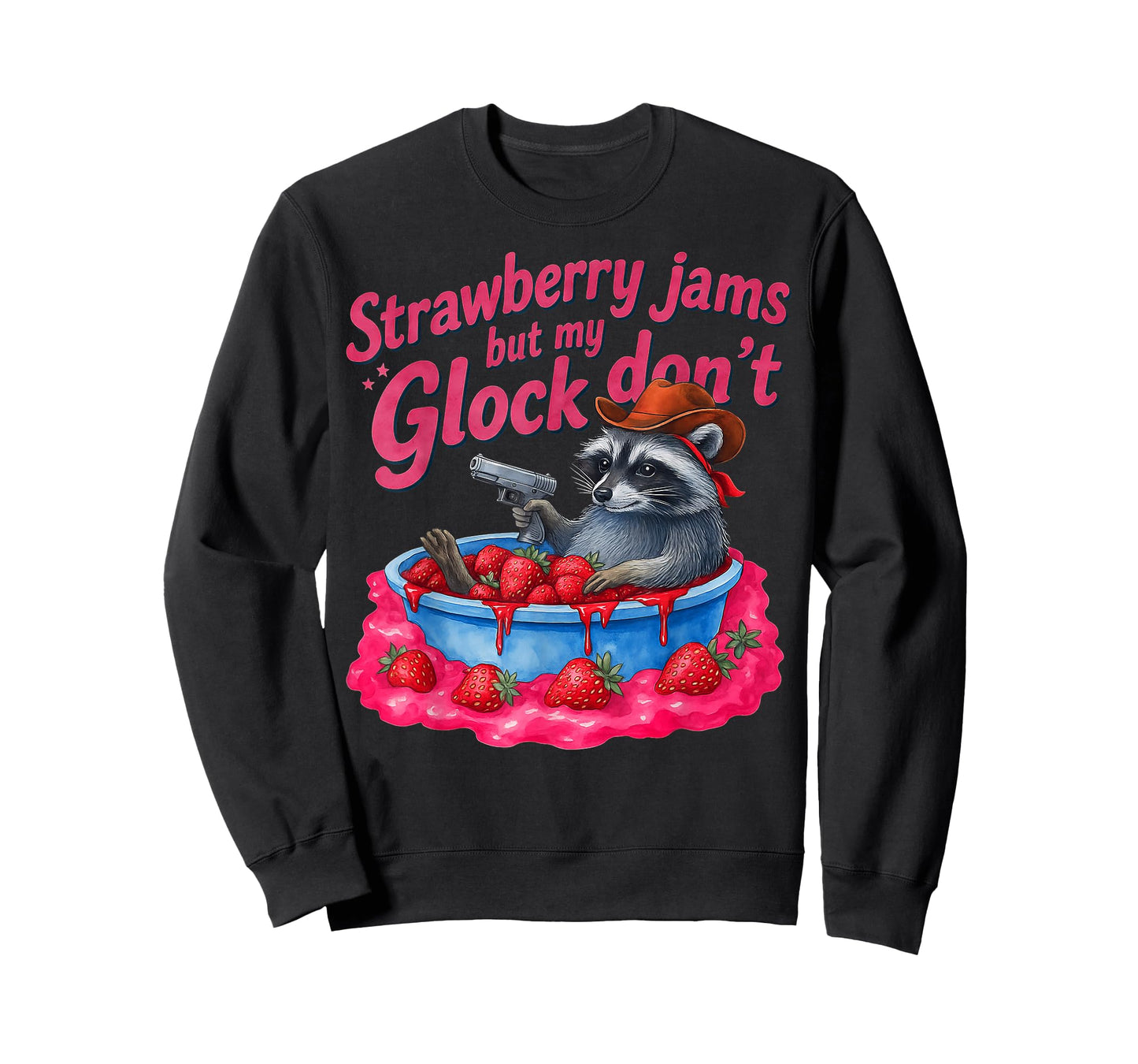 Strawberry Jams But My Don't Funny Raccoon T-Shirt
