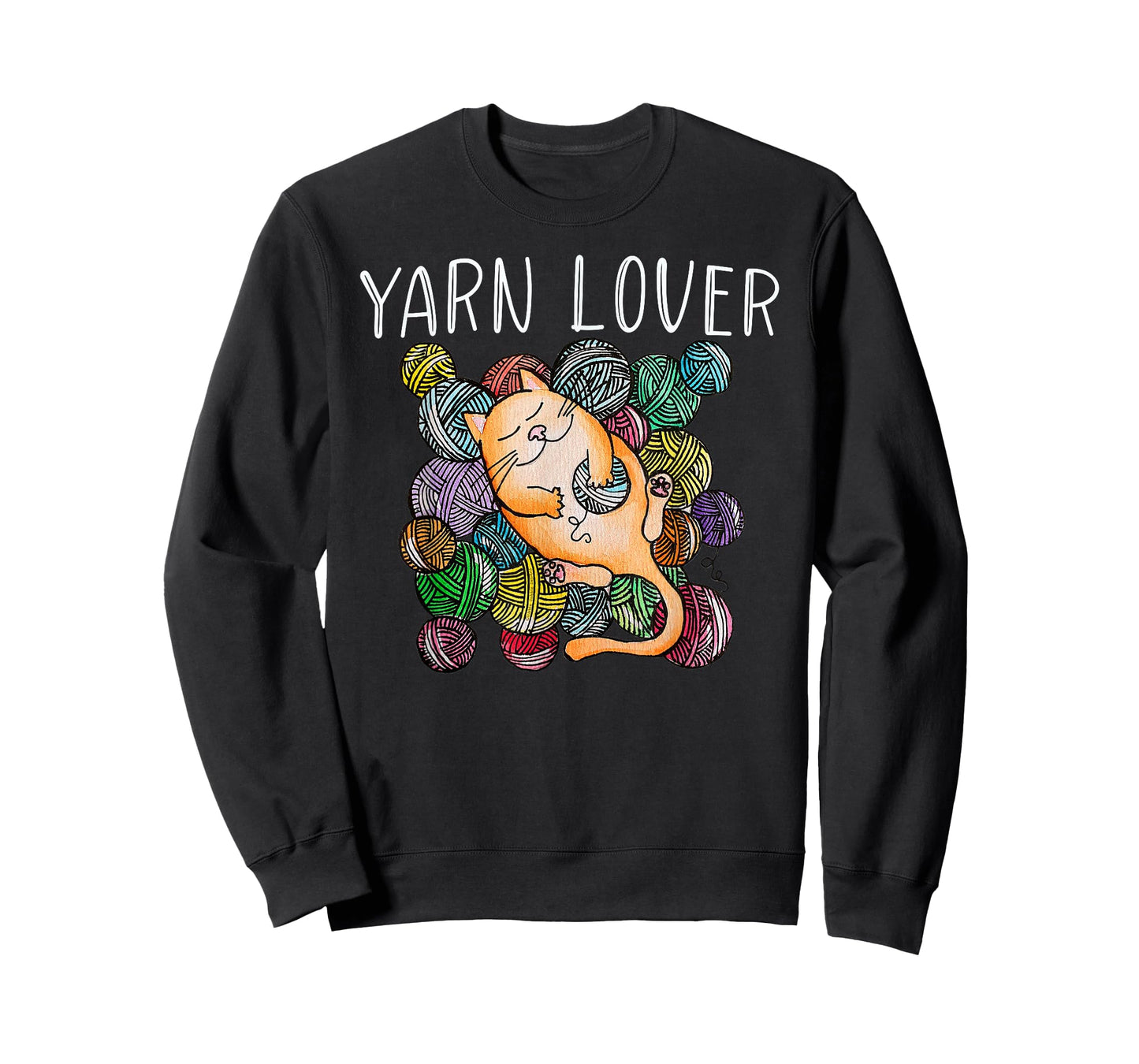 Adorable Knitting and Crochet Happy Cat Yarn Lovers T-Shirt