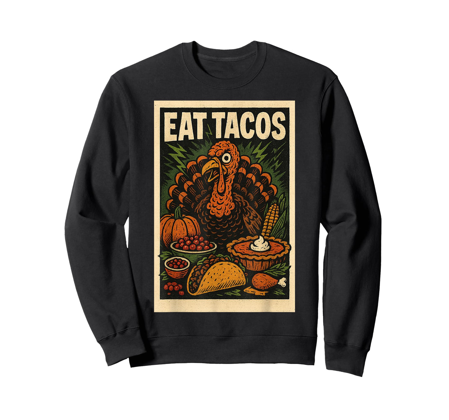 Eat Tacos Graphic Tee Spooky Turkey Vintage Horror Poster T-Shirt