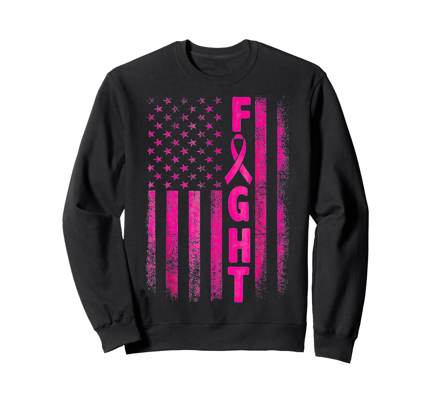 Fight Breast Survivor American Flag Breast Cancer Awareness T-Shirt