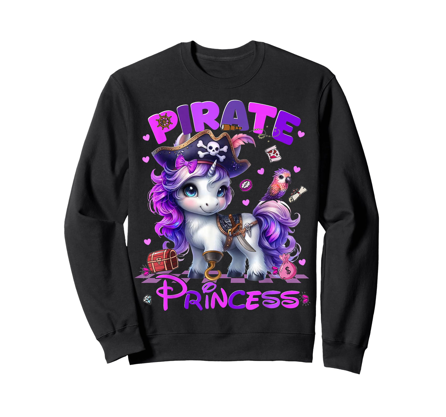 Pirate Princess Cute Unicorn Hallooween Costumes Girl T-Shirt