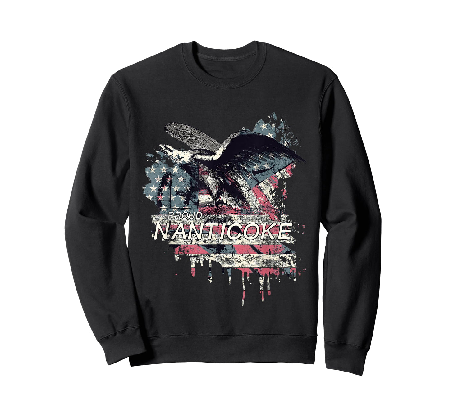 Nanticoke American Indian Tribe Old theme USA Flag Eagle Women Men T-Shirt