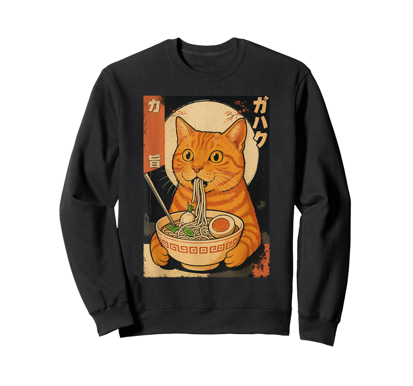 Kawaii Orange Cat Eating Ramen Noodles Japanese T-Shirt