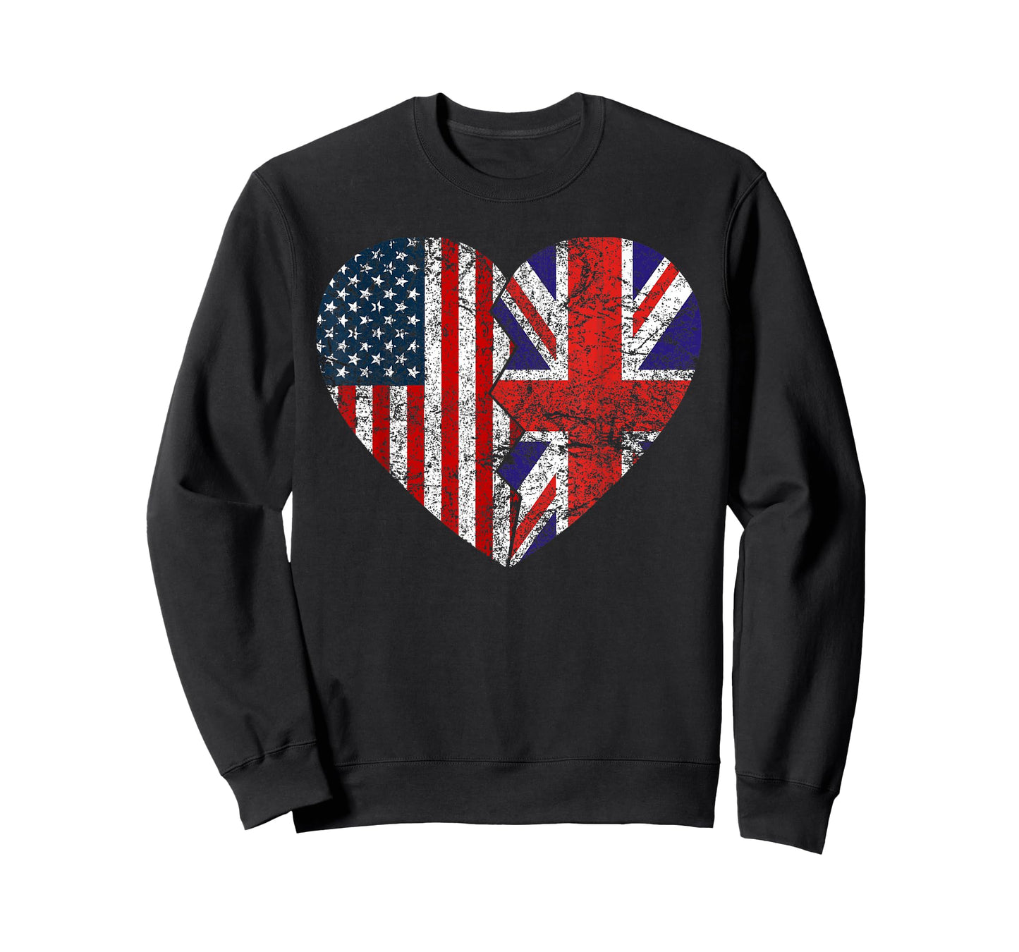 British American Flags Heart | United States UK Roots T-Shirt