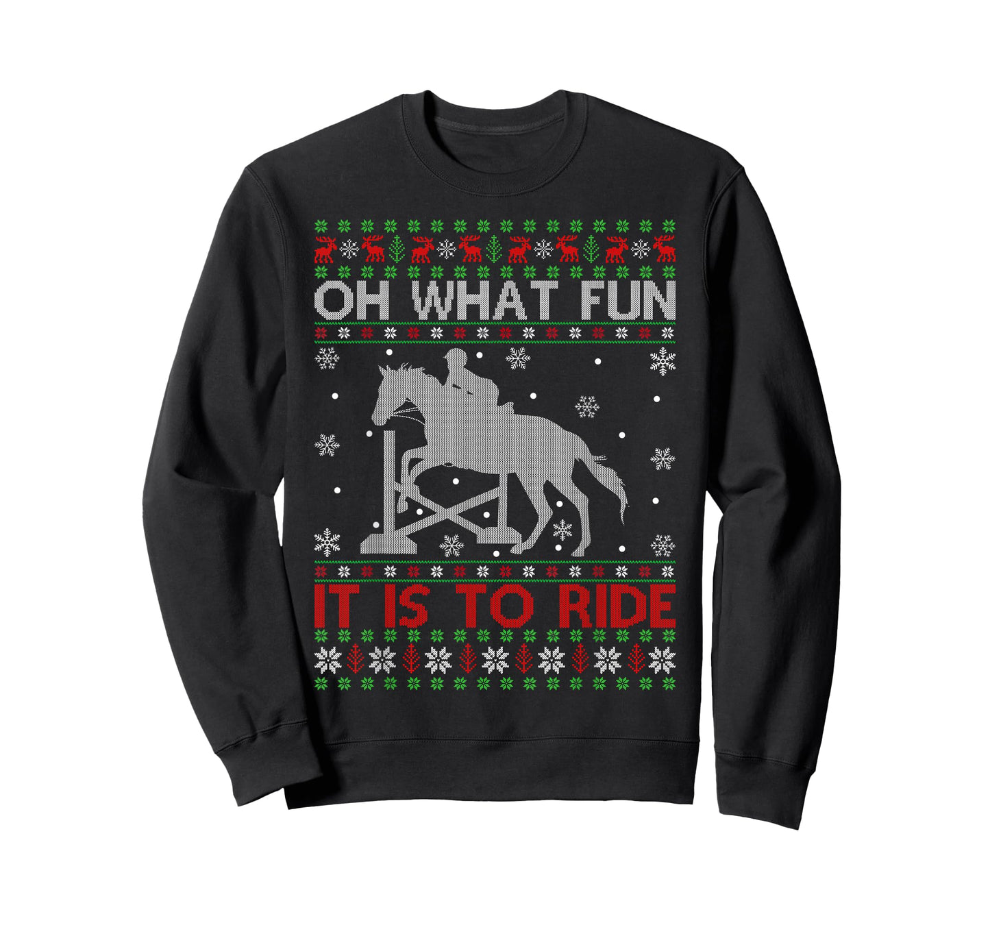 Oh What Fun It Is To Ride Horse Ugly Horse Christmas T-Shirt