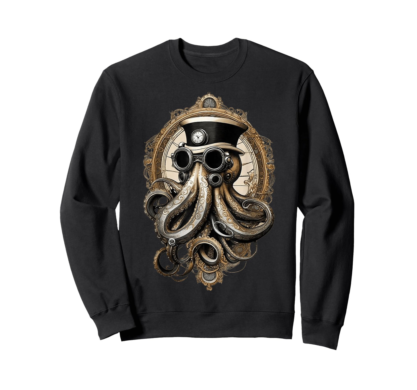 Classic Steampunk Octopus Retro Vintage Funky Fun Graphic T-Shirt