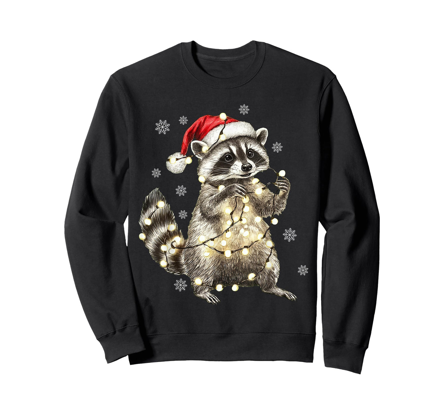 Raccoon Christmas Tree Lights Pajama Racoon Lover Xmas T-Shirt