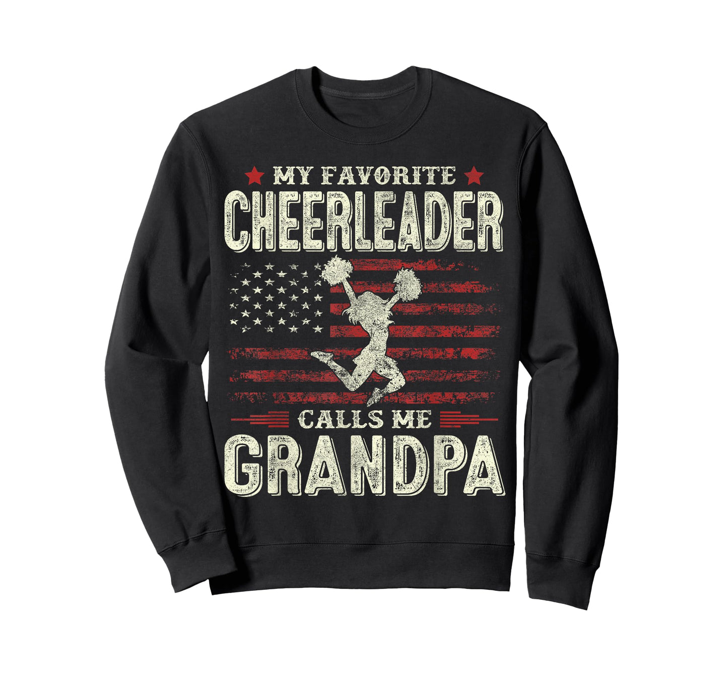 My Favorite Cheerleader Calls Me Grandpa Flag Cheer Grandpa T-Shirt