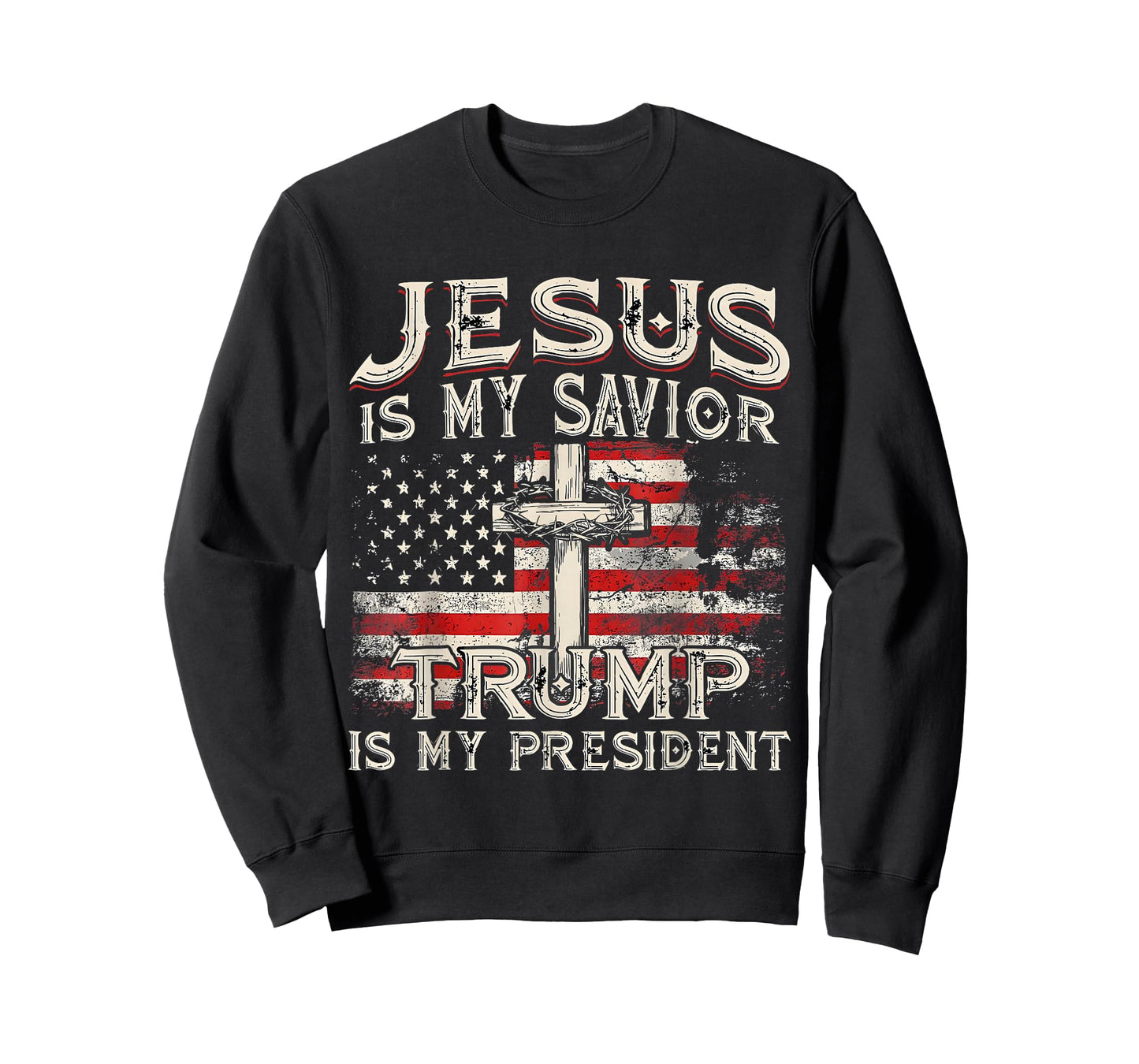 Jesus is My Savior Trump is My President Trump 2024 USA Flag T-Shirt