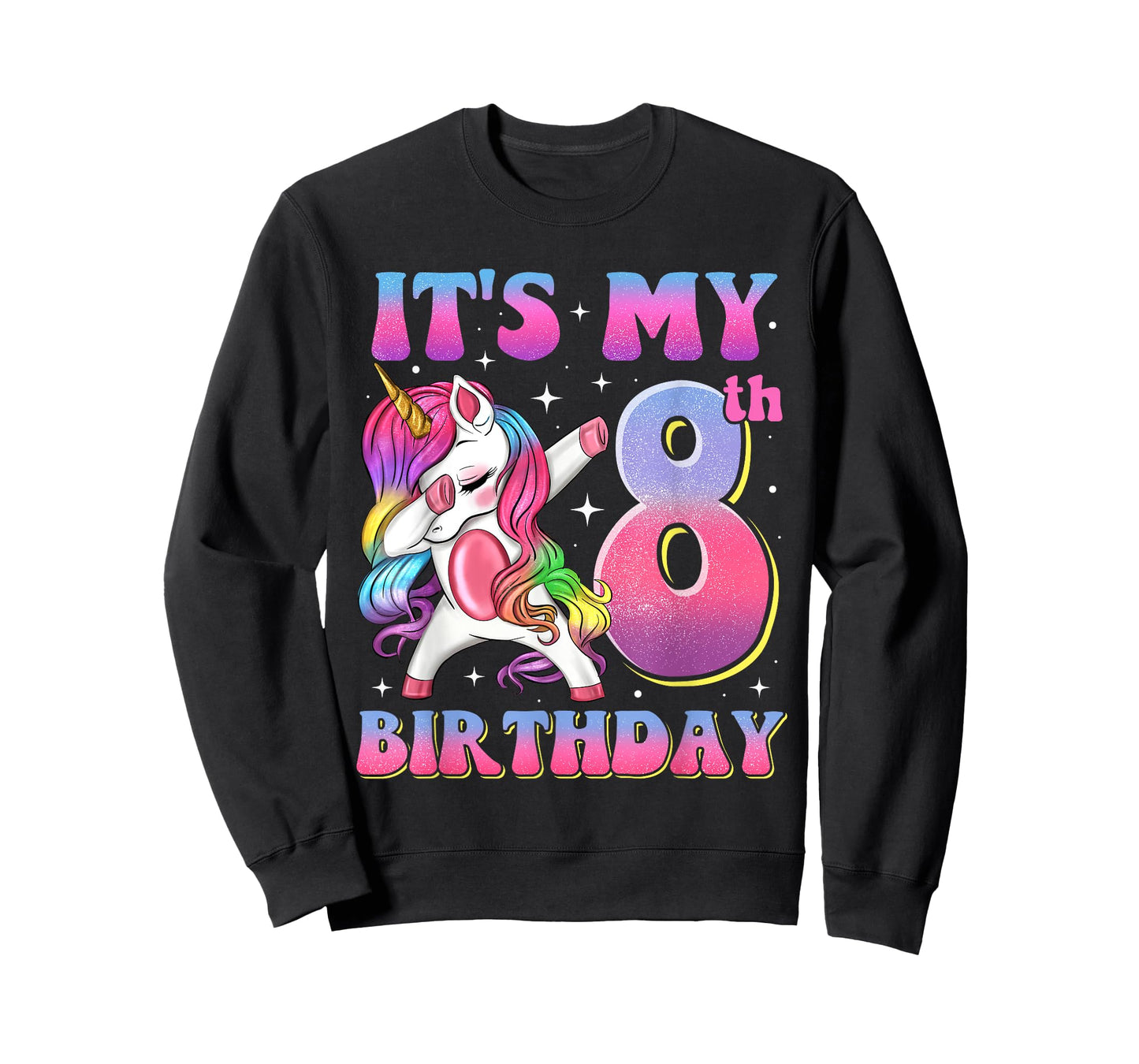It's My 8th Birthday Dabbing Unicorn 8 Year Old Girls Kids T-Shirt