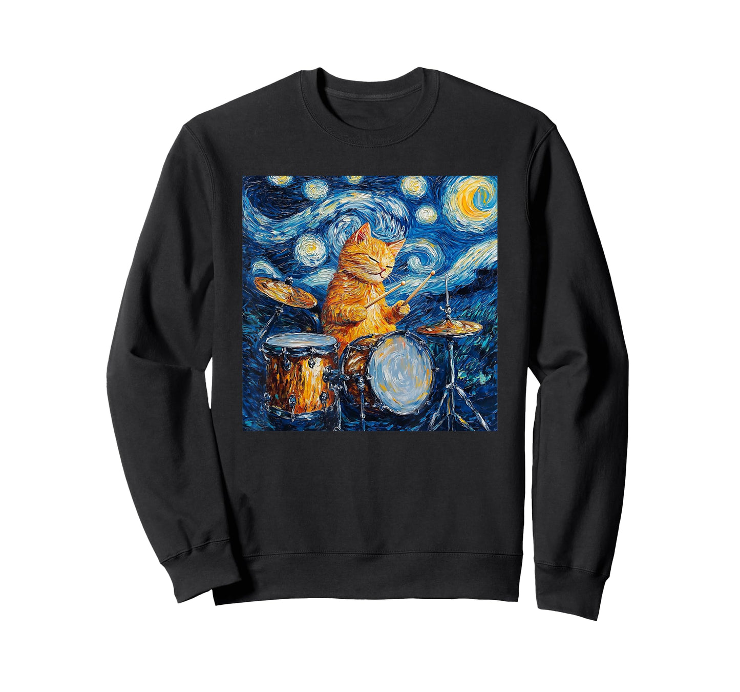 Funny Drums Cat Drummer Shirt Men Womens Kids T-Shirt
