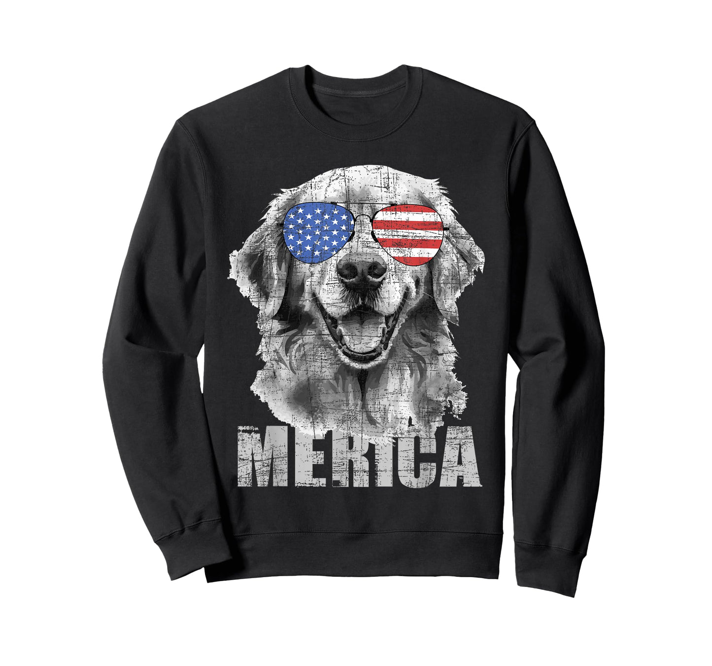 Merica - Patriotic American Flag Golden Retriever Dog Lover T-Shirt