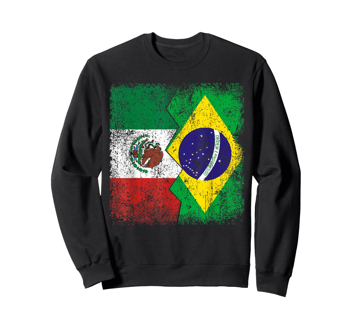 Brazilian Roots | Half Mexican Flag | Mexico Brazil Flags T-Shirt