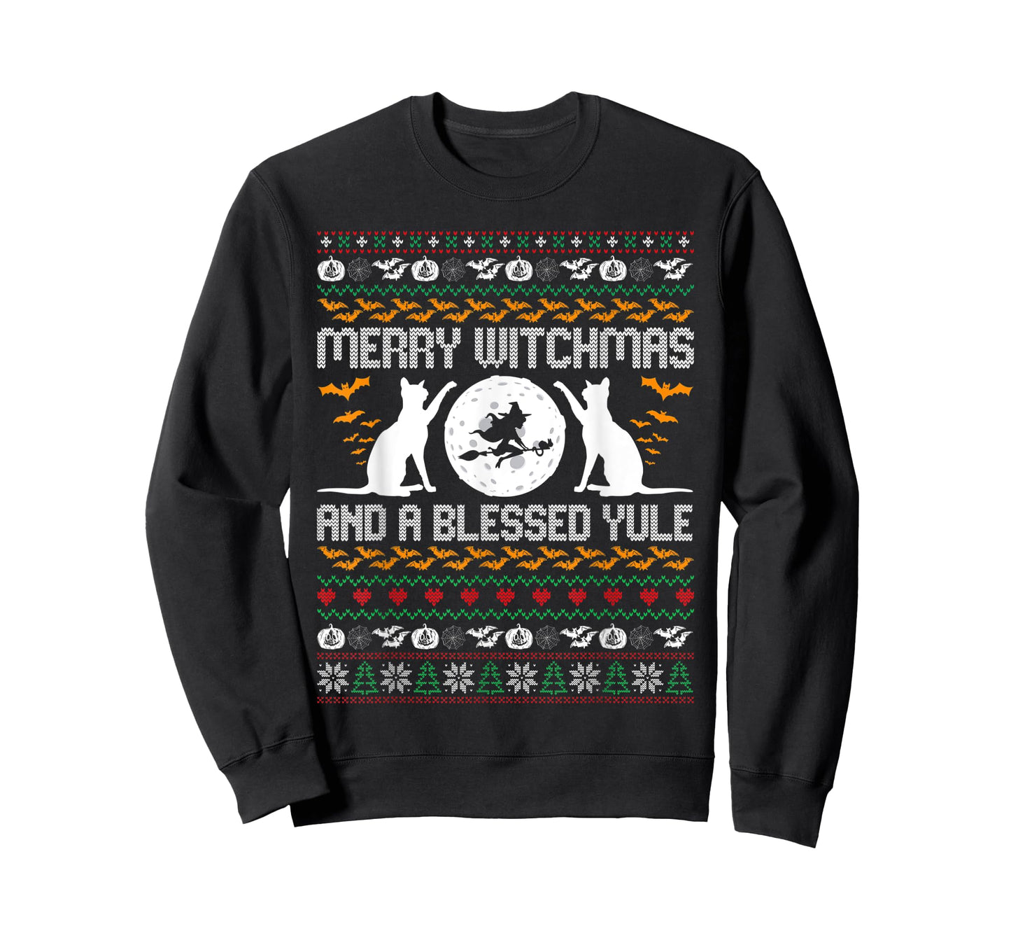 Merry Witchmas Funny Cat Lover Christmas Ugly Xmas Sweater T-Shirt for Men Women