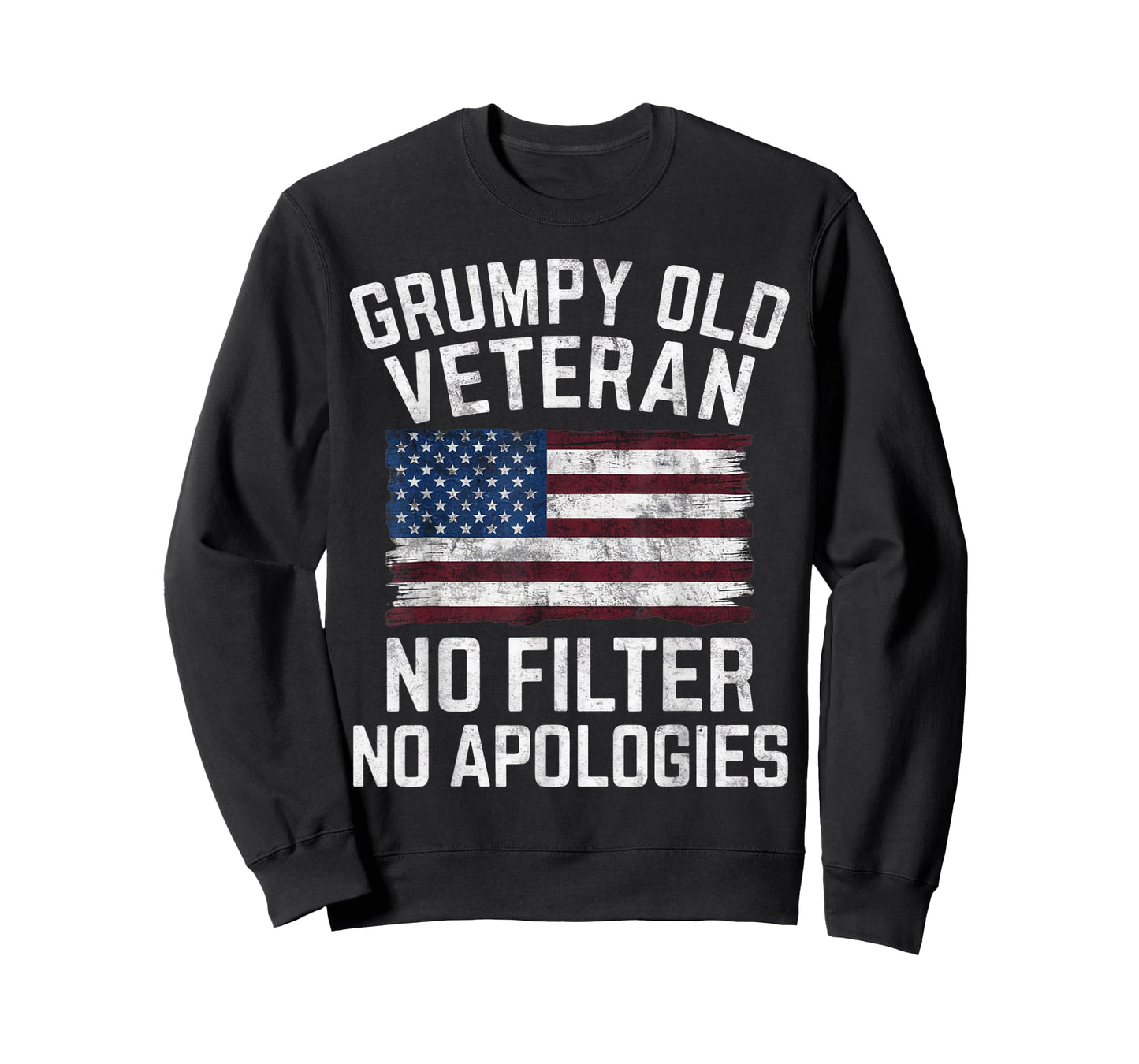 Old Vet Military Veteran Funny American Flag Grumpy T-Shirt