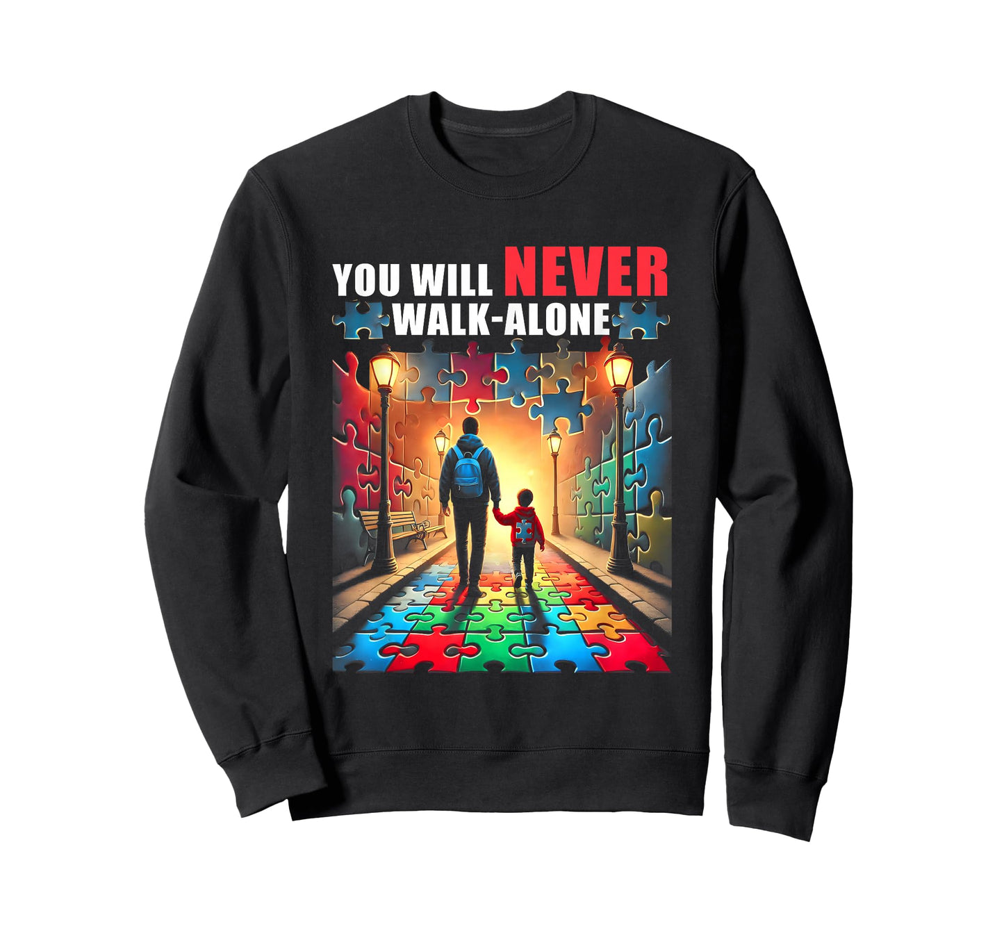 Autism Dad Mom You ll NeverWalk Alone Support Autism T-Shirt
