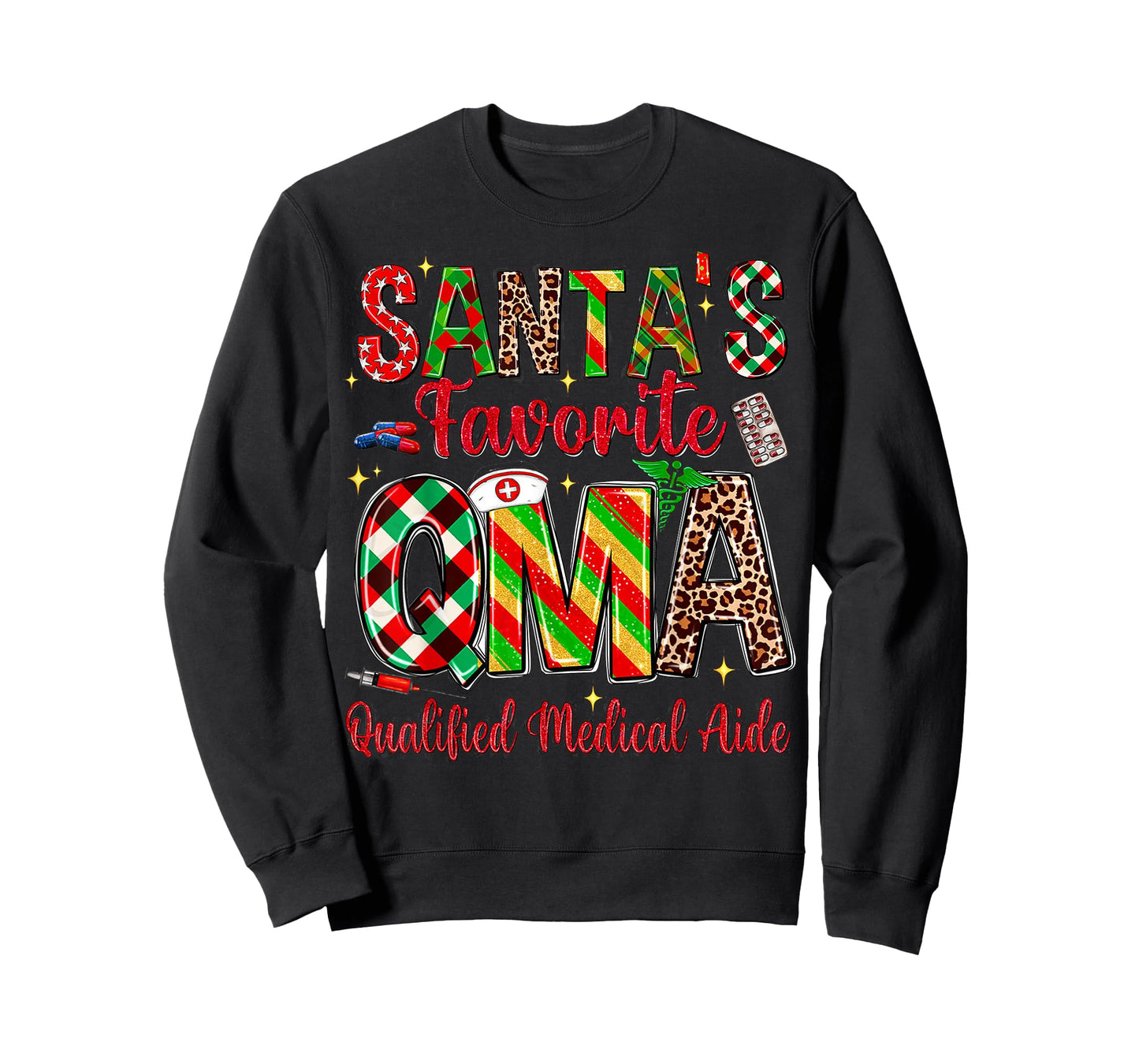 Santa's Favorite QMA Qualified Medication Aide Christmas T-Shirt