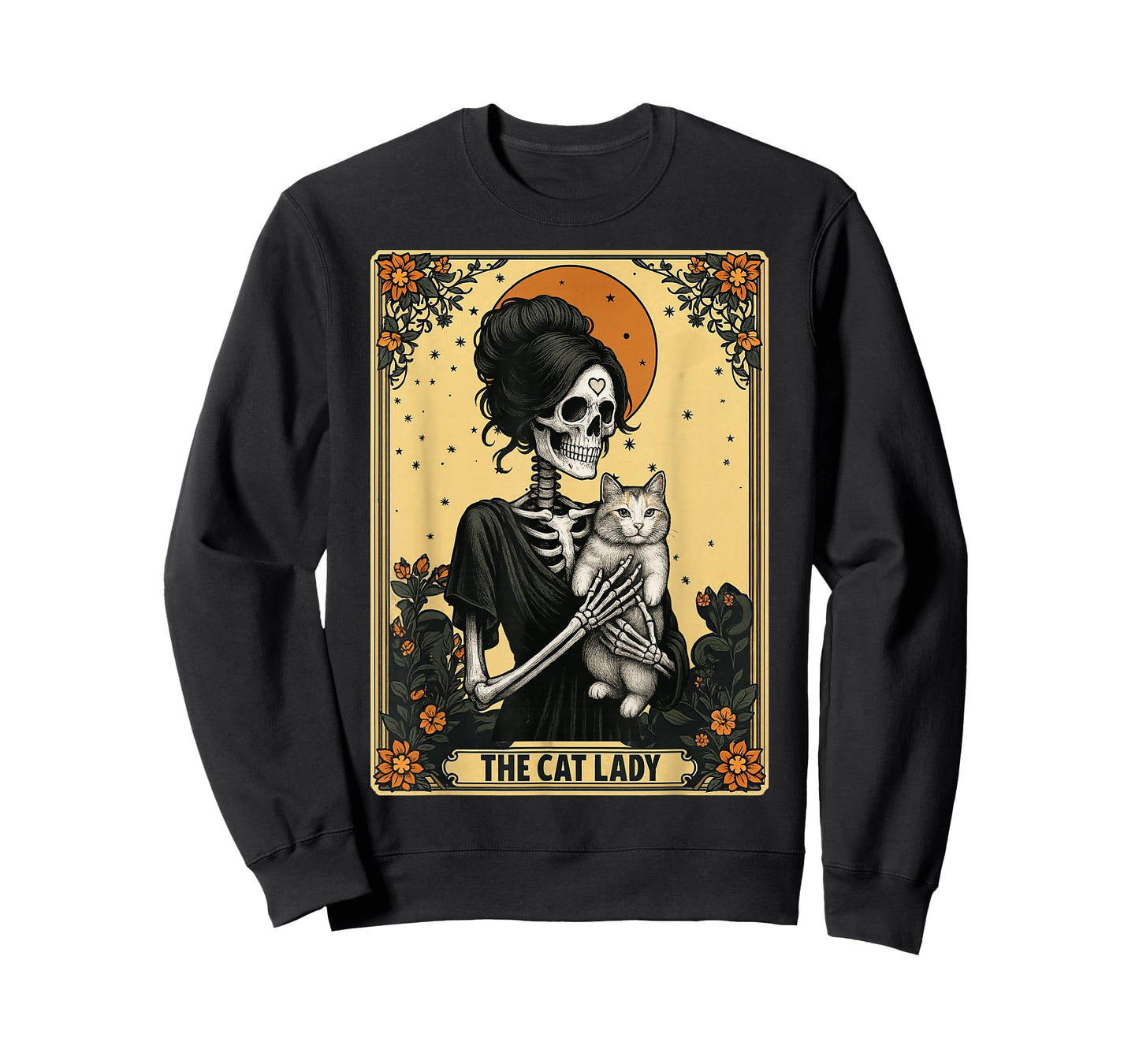 The Cat Lady Tarot Card Skeleton Cat Lover Witchy Women T-Shirt