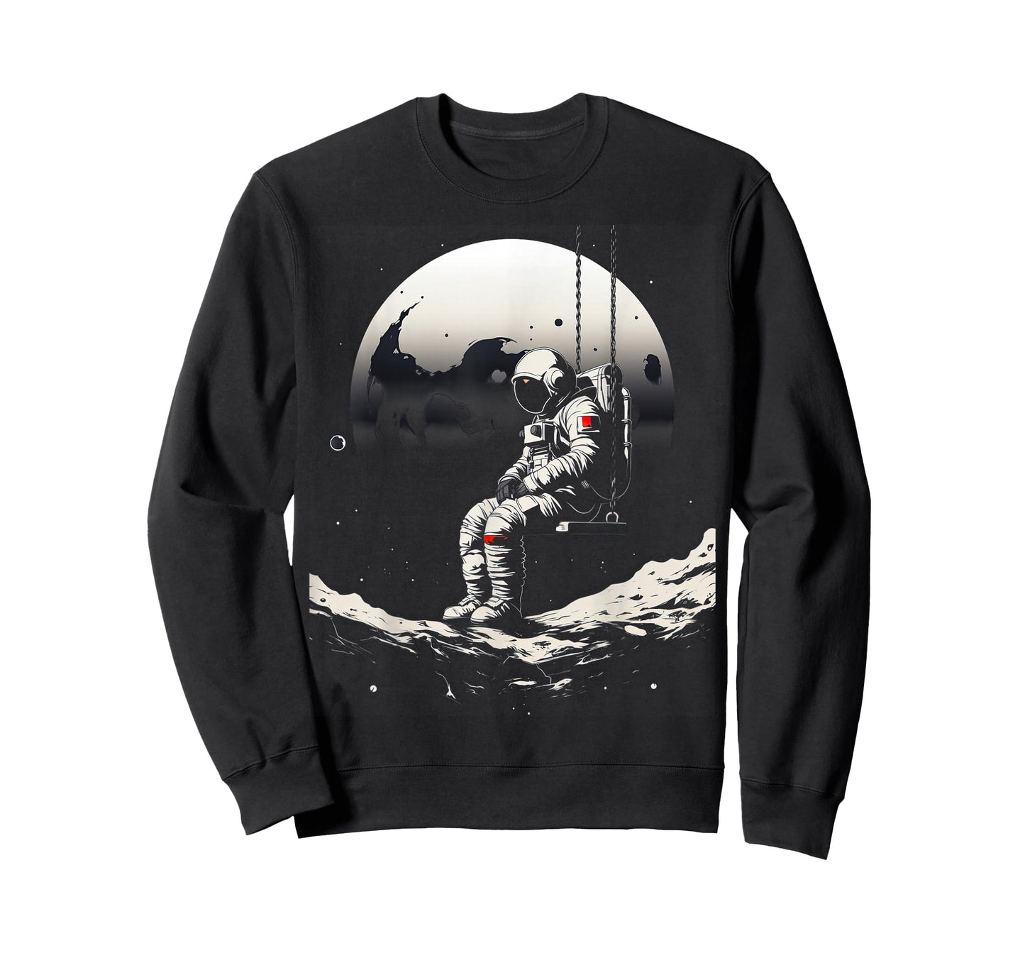 astronaut sitting on a swing in space stars moon T-Shirt