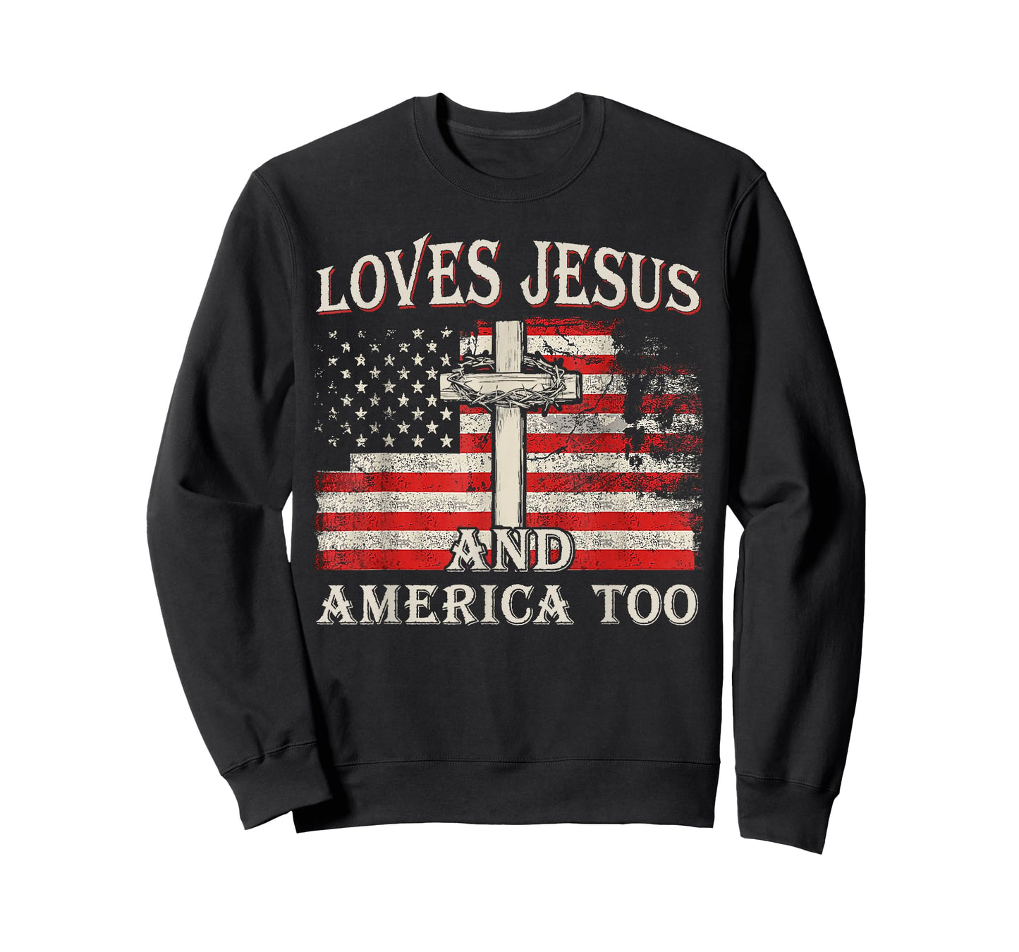 Retro Loves Jesus And America Too America Flag 4th of July T-Shirt