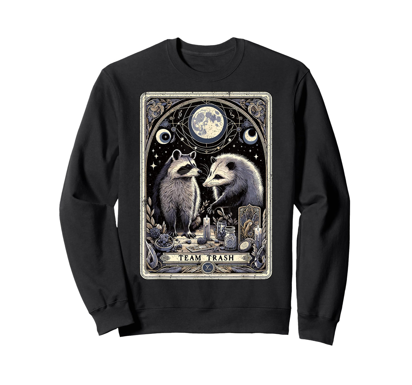 Team Trash Tarot Card Opossum Witchcraft Goth Possum Racoon T-Shirt