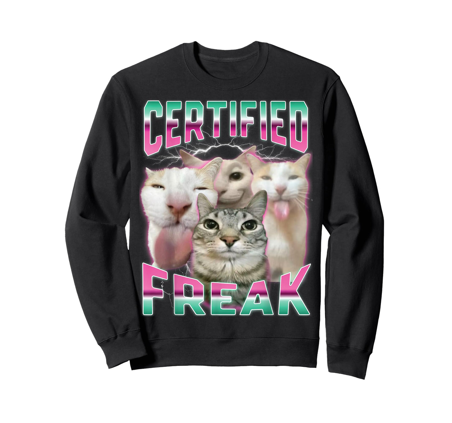 Certified Freak Funny Cat Meme Cursed Silly Staring Cat T-Shirt for Men Women Kids