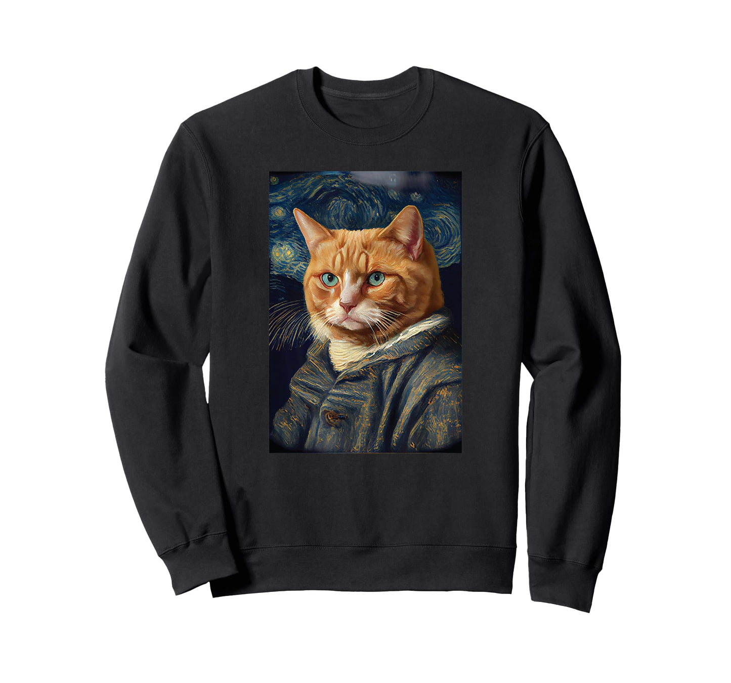 Funny Cat Art Painting Lover cats kitty kitten Starry Night T-Shirt