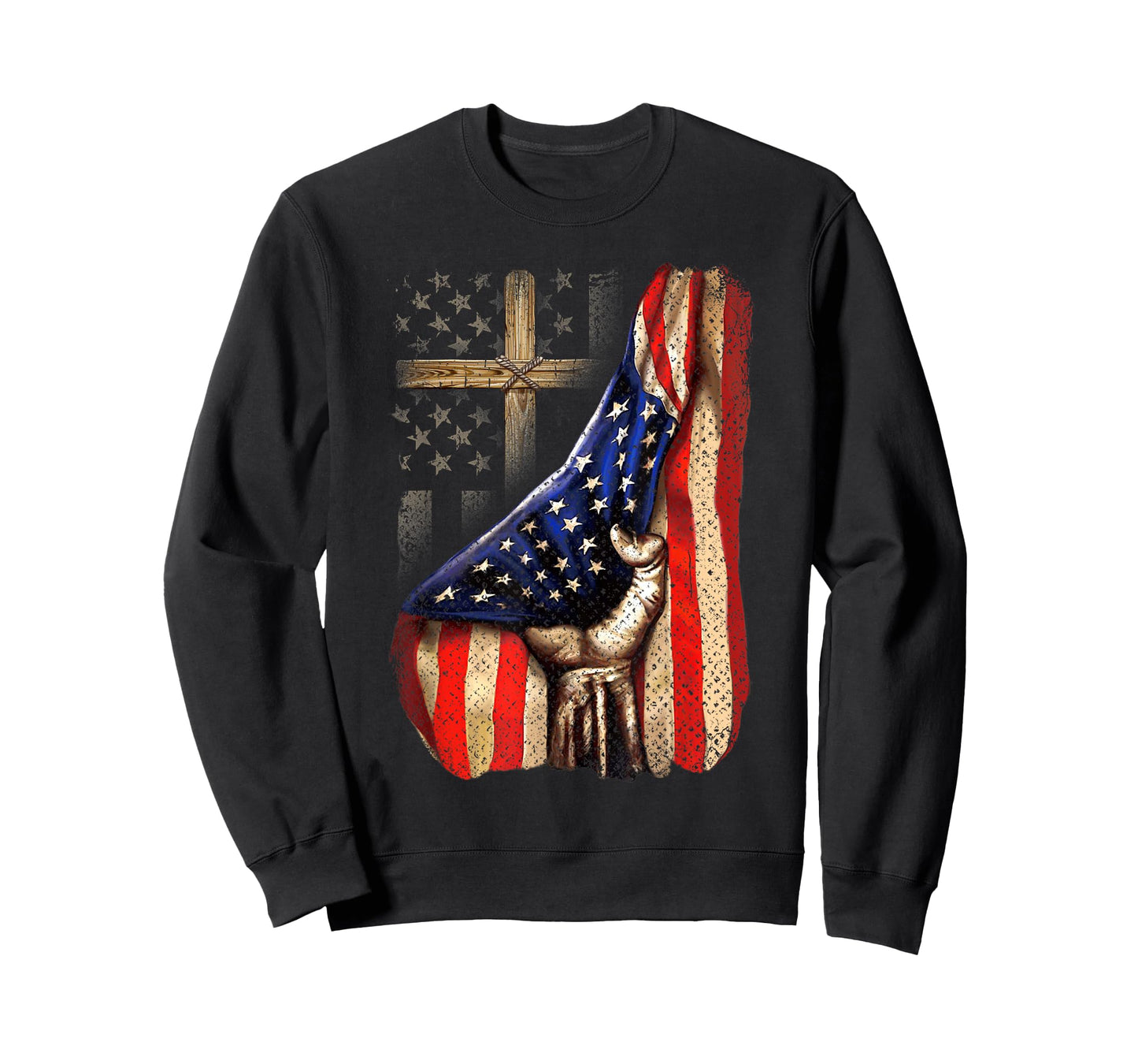 Cross Christ American Flag Pride Hand Christian Lover T-Shirt