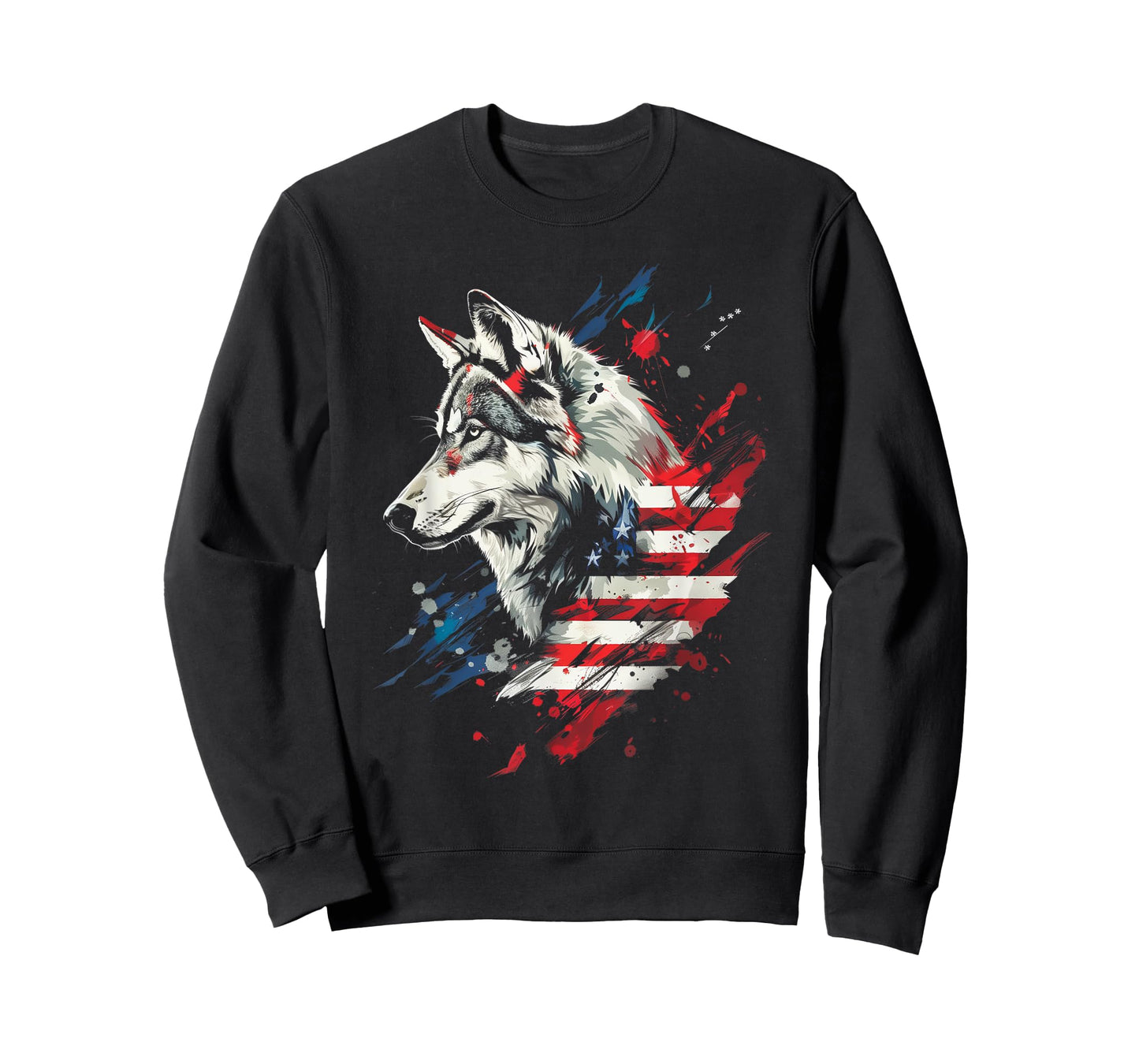 Wolf American Flag USA Patriotic Wolf Lover Women Kids Men T-Shirt