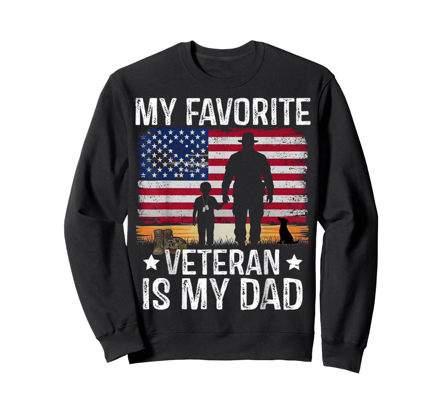 My Favorite Veteran is My Dad American Flag Military Family T-Shirt