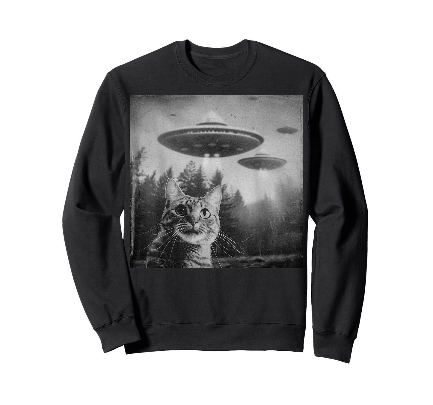 Funny Cat UFO Alien Weirdcore Aesthetic Artwork T-Shirt
