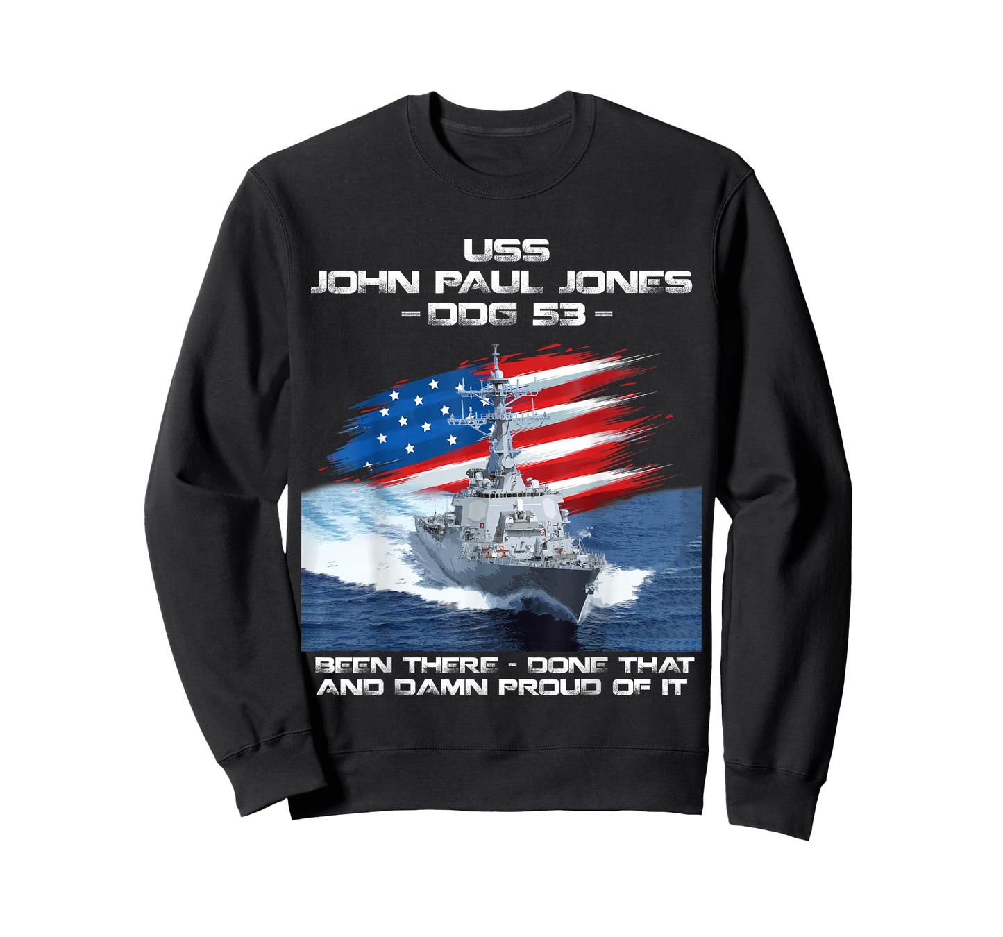 USS John Paul Jones DDG-53 Destroyer Ship USA Flag Veteran T-Shirt
