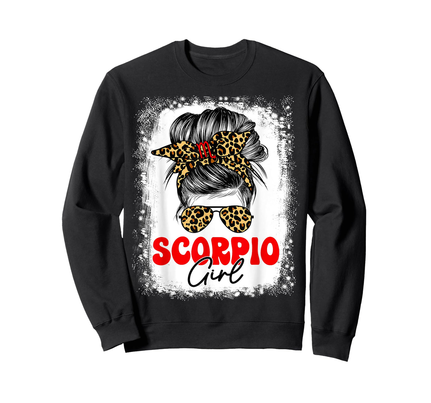 Scorpio Girl Leopard Messy Bun Zodiac Sign Birthday T-Shirt