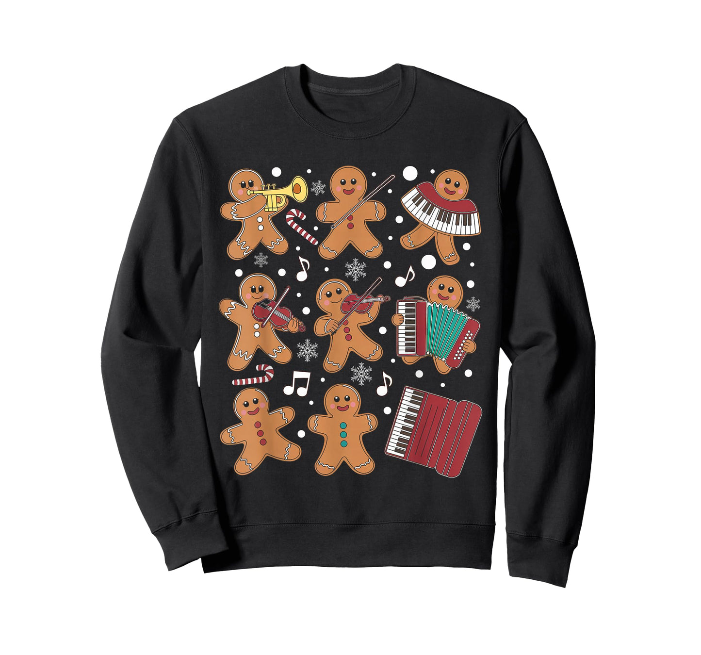 Christmas Musician Gingerbread Playing Musical Instruments T-Shirt