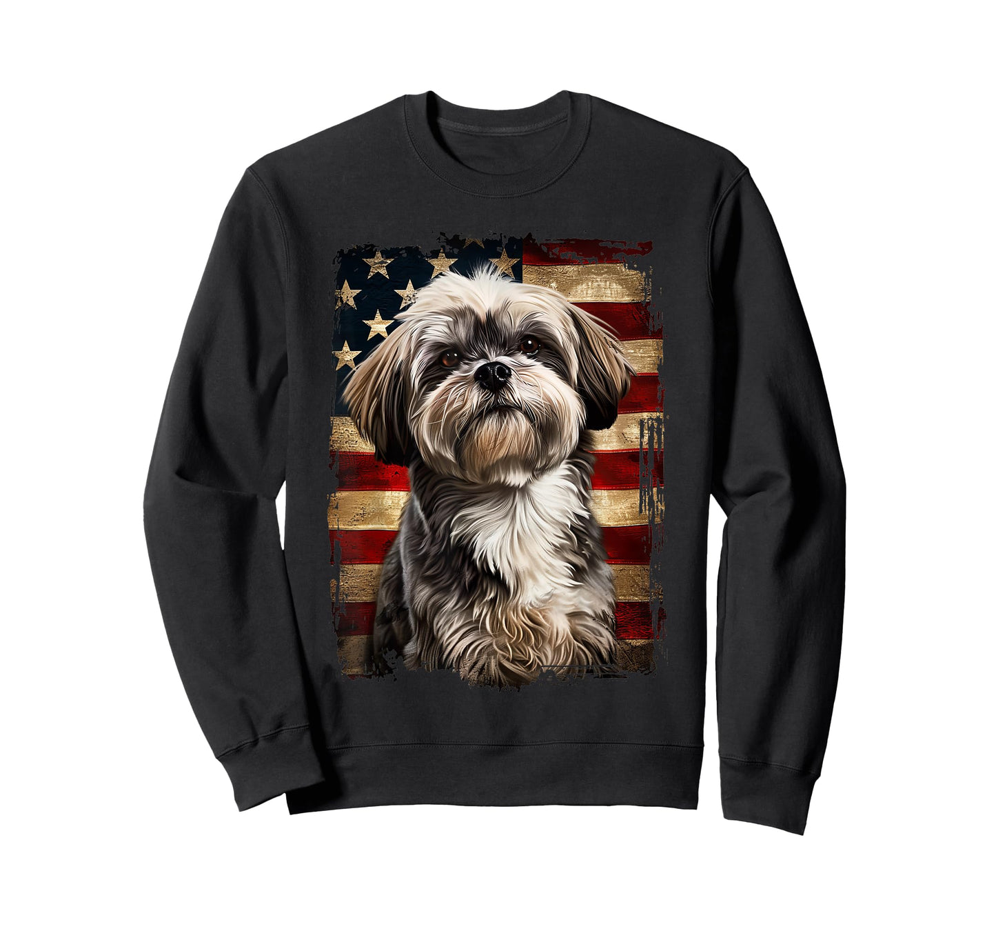 Lhasa Apso American Flag T-Shirt