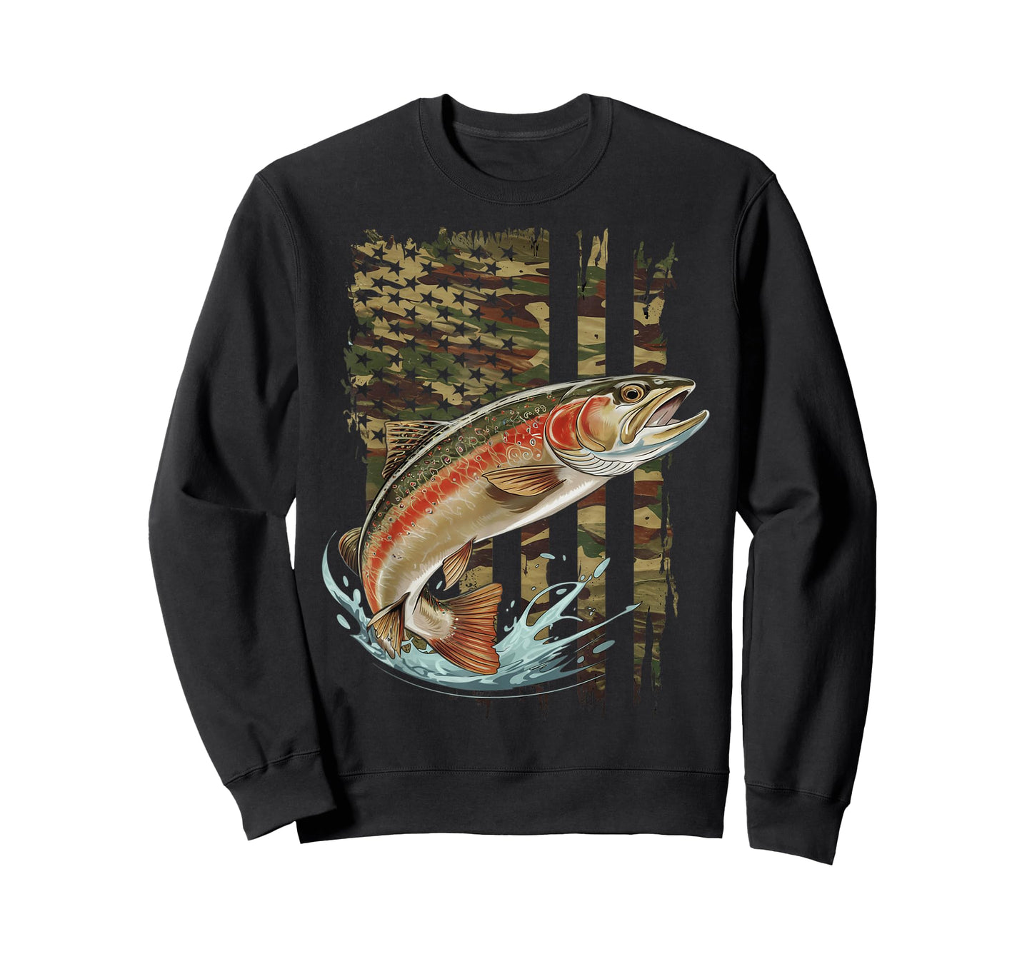 Vintage Speckled Brook trout American flag Fishing artwork T-Shirt