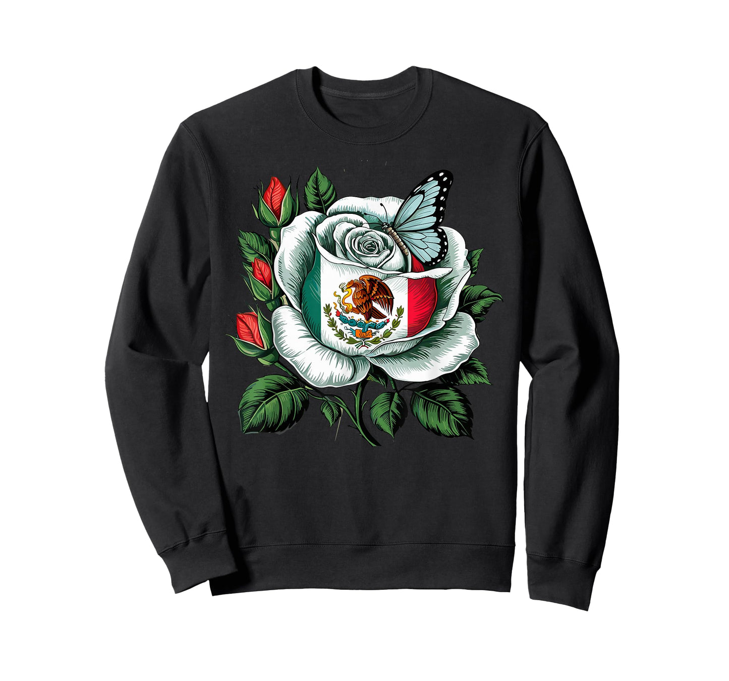 Viva Mexico Mexican Independence Day Flower Butterfly Design T-Shirt